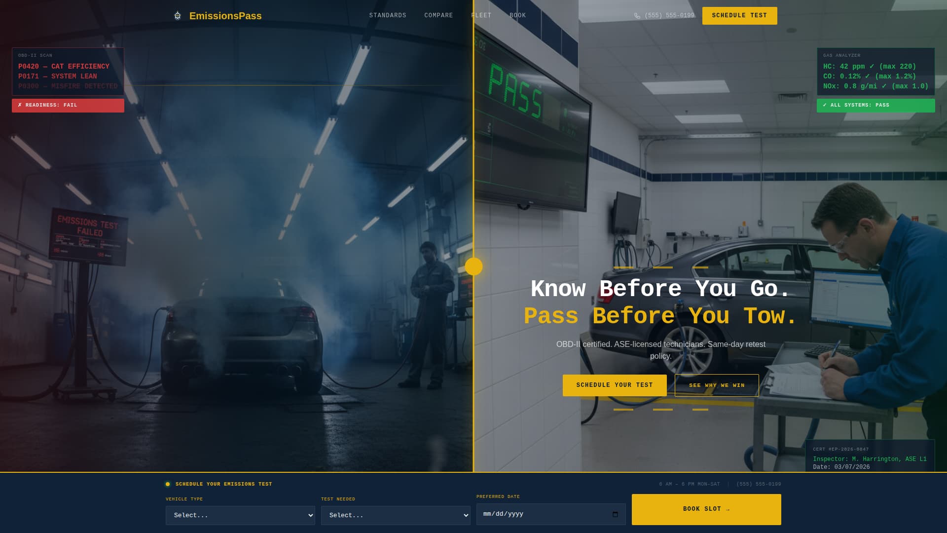 Advanced Vehicle Inspection & Testing Appointment Booking Website Template