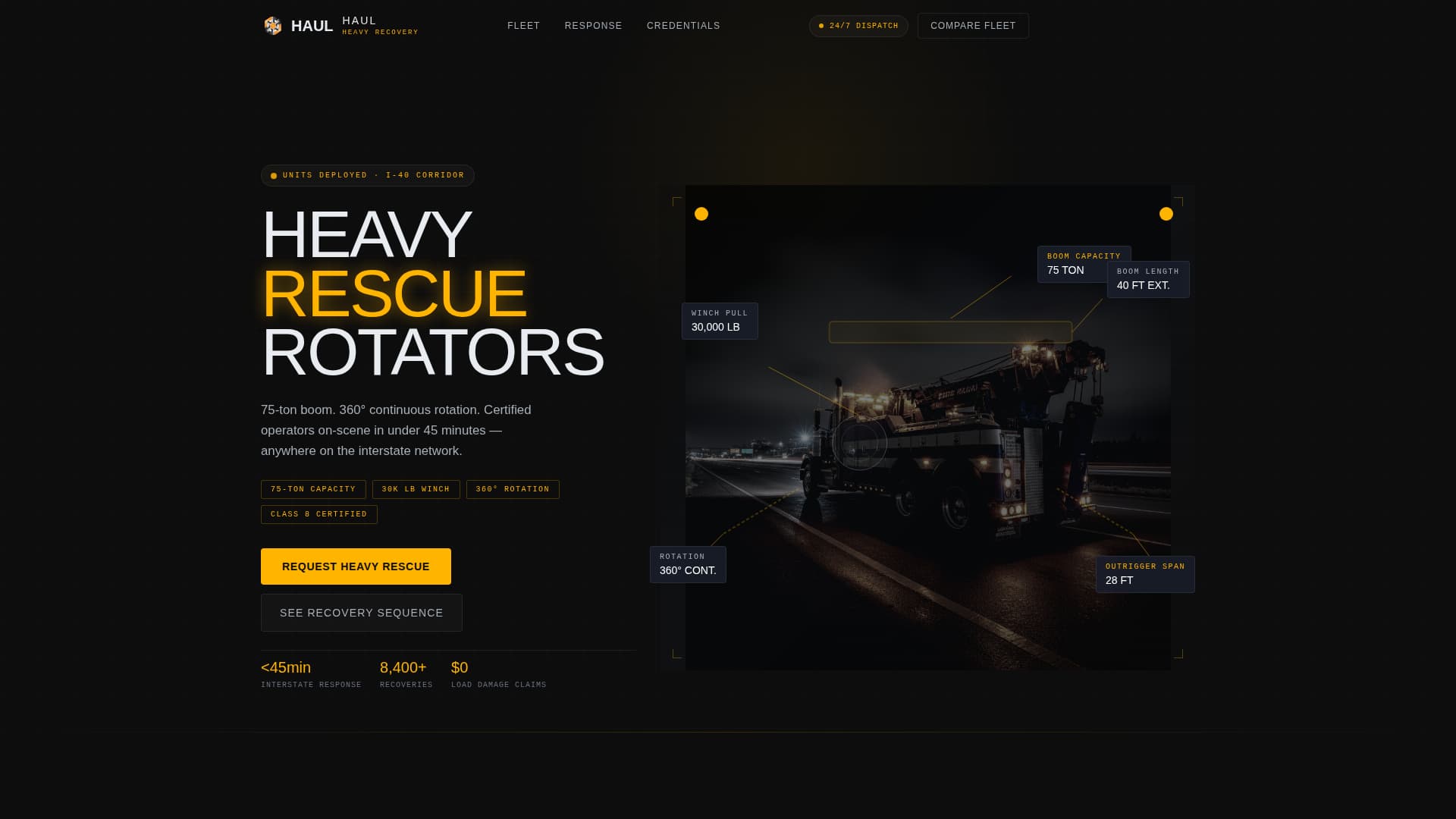 Haul - Powerful Heavytowing Landing Page Template