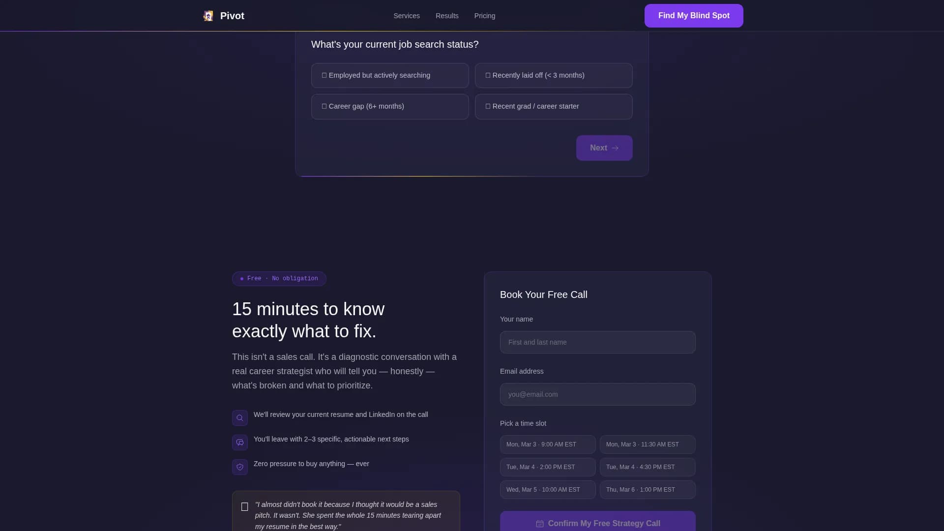 Outplacement & Career Transition Booking Website Template