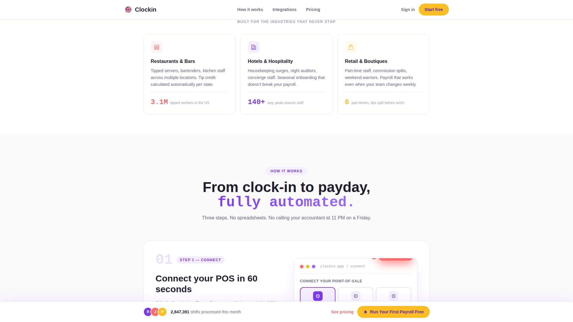 Clockin - Effortless Payroll Landing Page Template
