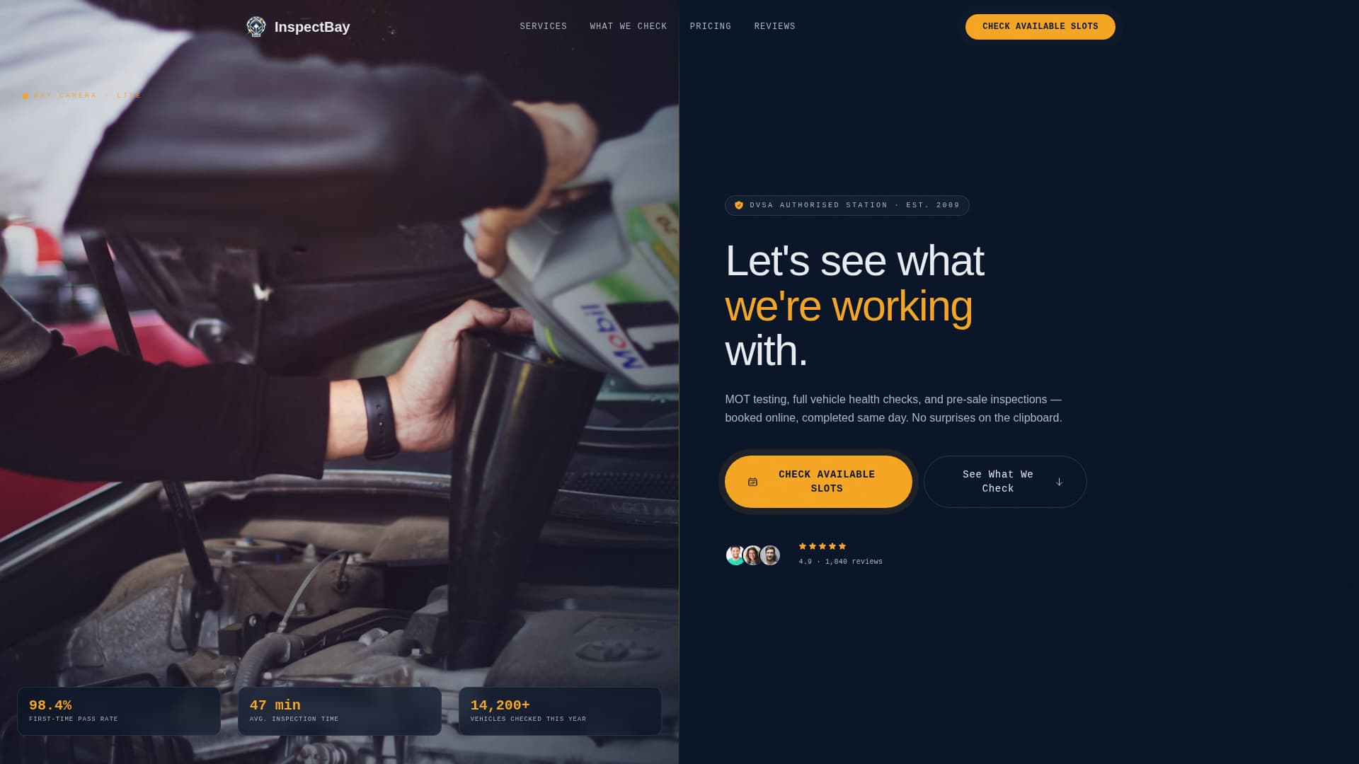 Complete Vehicle Inspection & Testing Appointment Booking Website Template