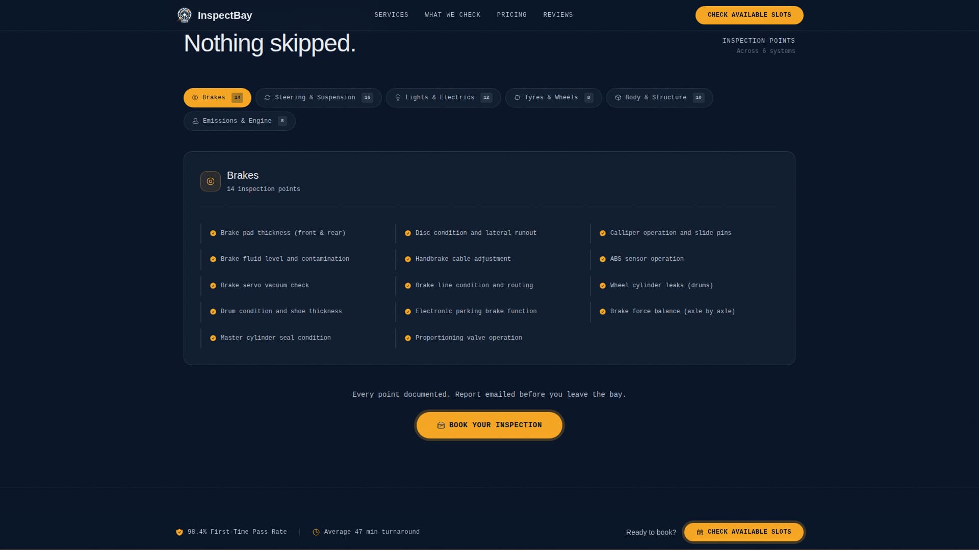 Complete Vehicle Inspection & Testing Appointment Booking Website Template