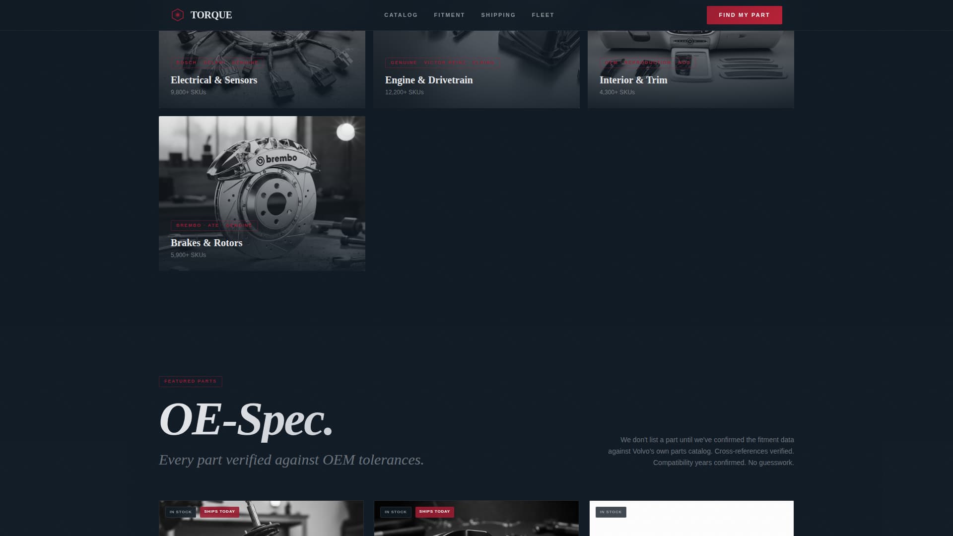 Torque - Dynamic Volvo Parts Landing Page Template