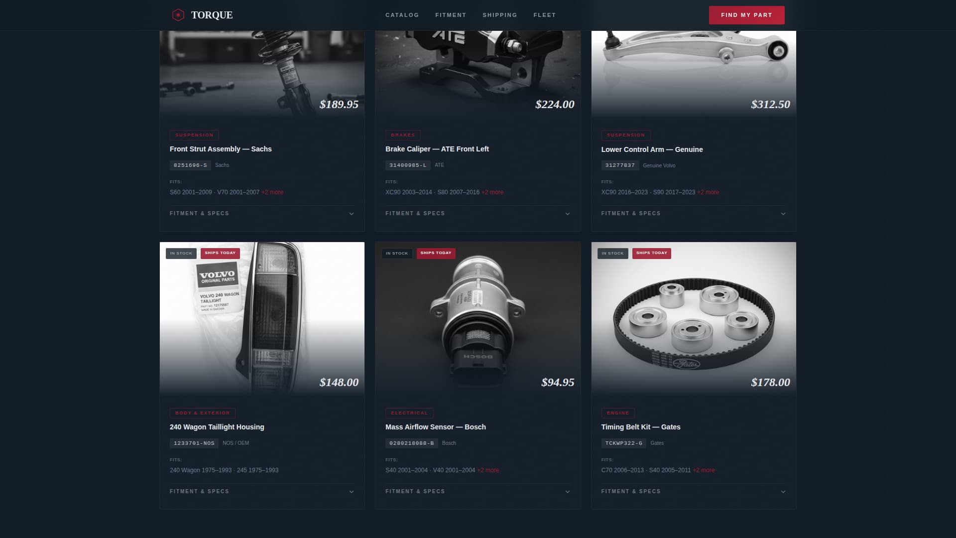 Torque - Dynamic Volvo Parts Landing Page Template