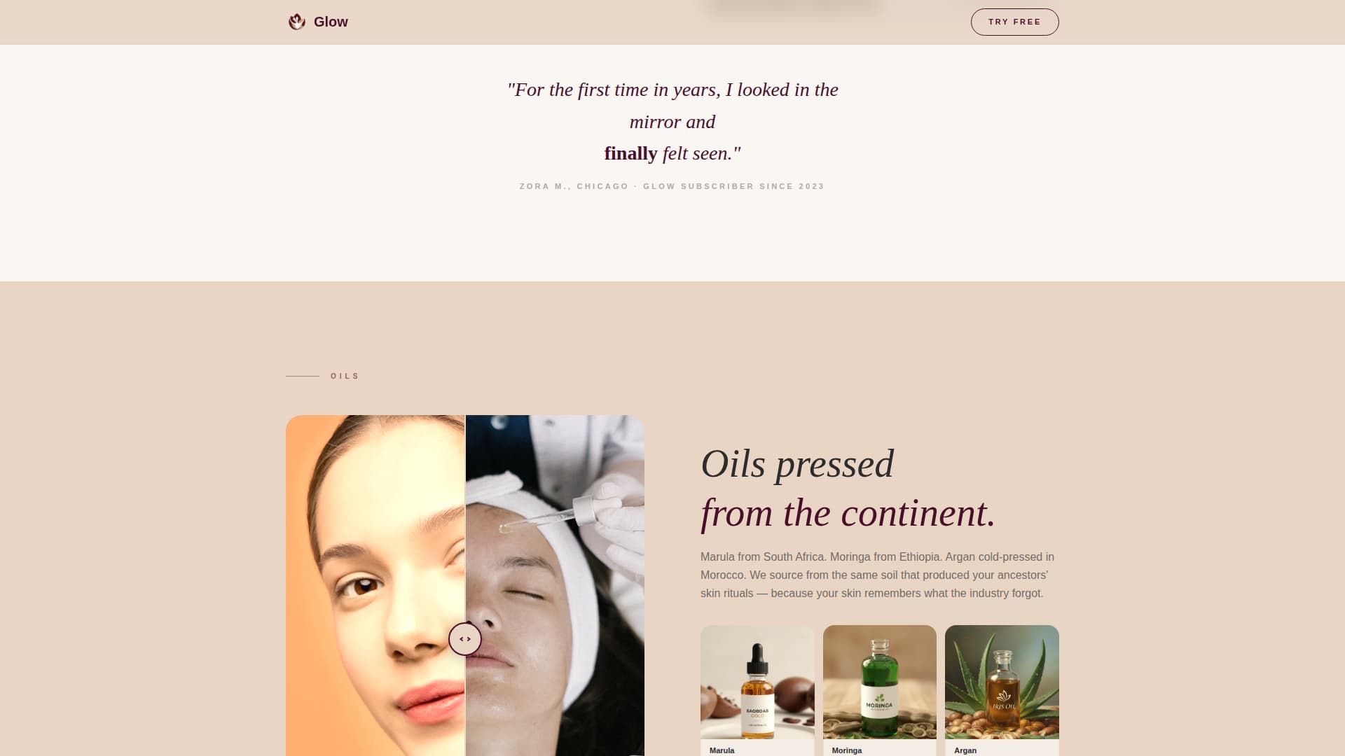 Glow - Luxe Skincare Landing Page Template