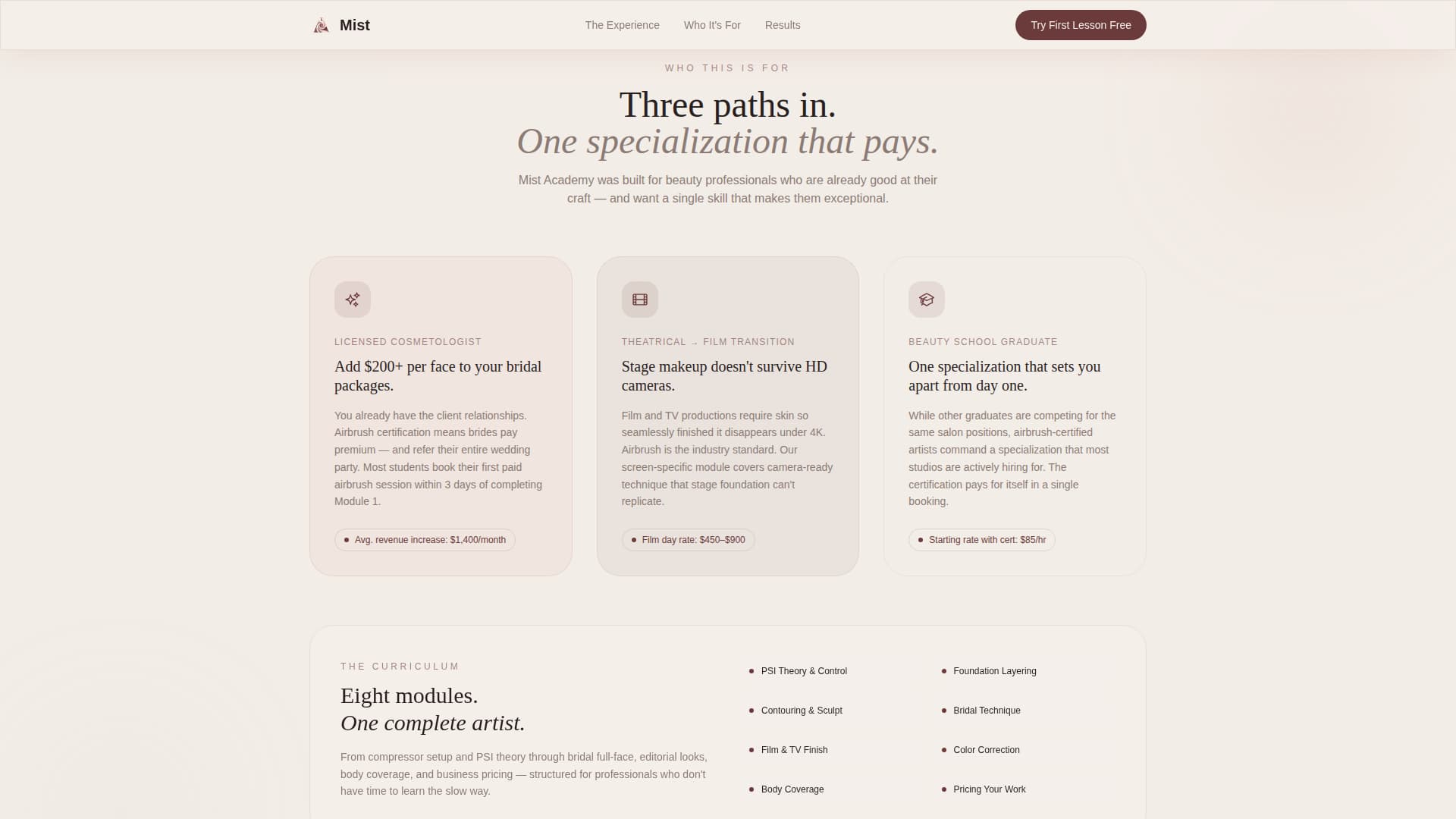 Specialty Beauty Treatments Professional Website Template