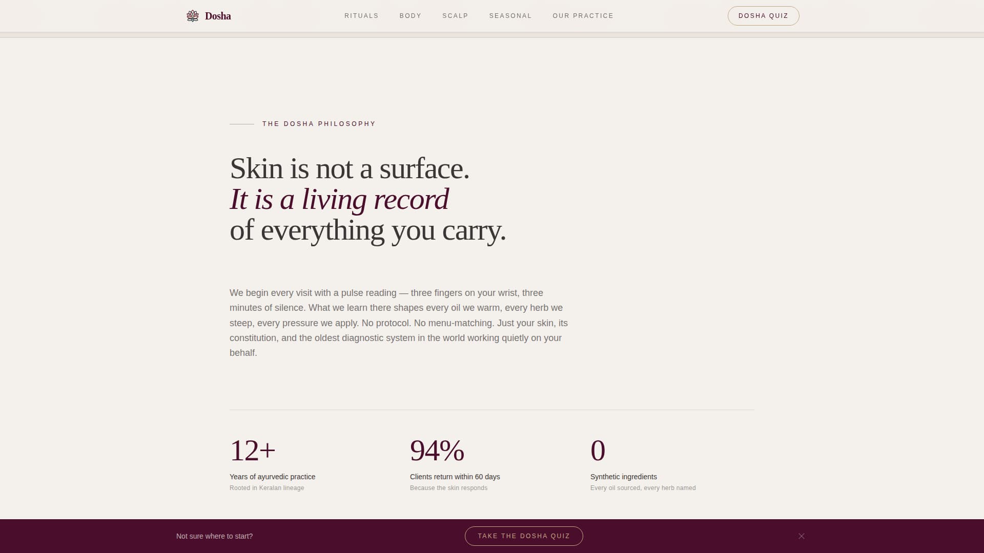 Dosha - Luxe Ayurvedic Landing Page Template