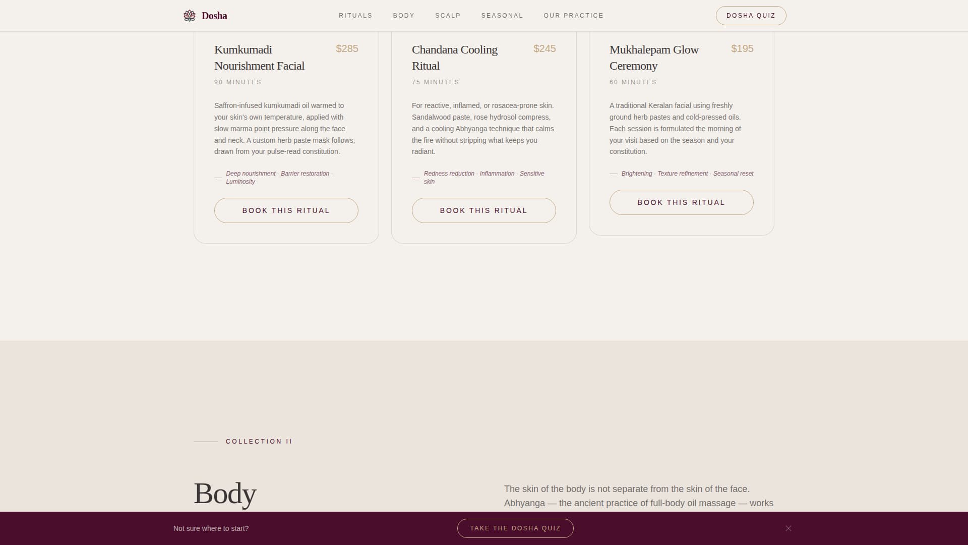 Dosha - Luxe Ayurvedic Landing Page Template