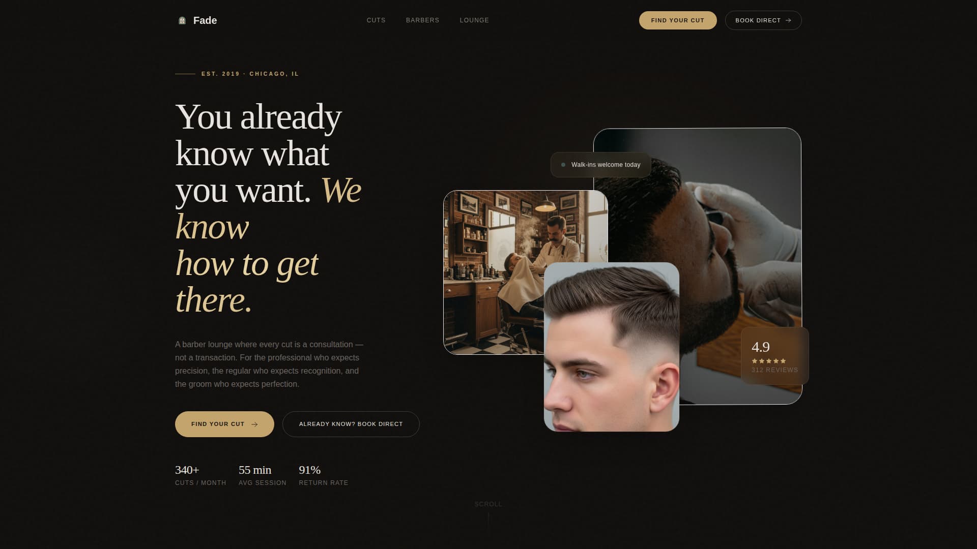 Premium Barber Lounge Experience Website Template