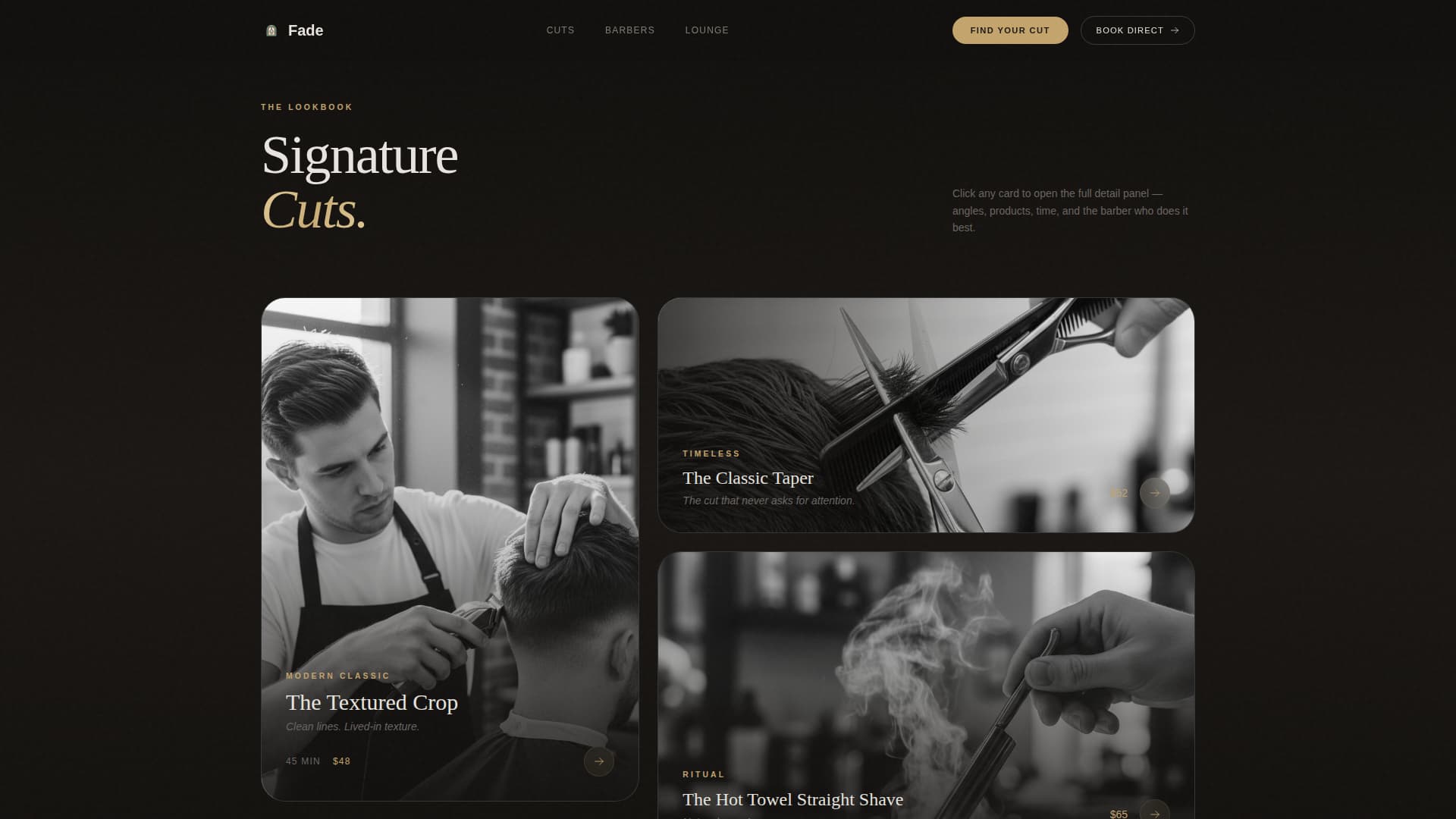 Premium Barber Lounge Experience Website Template