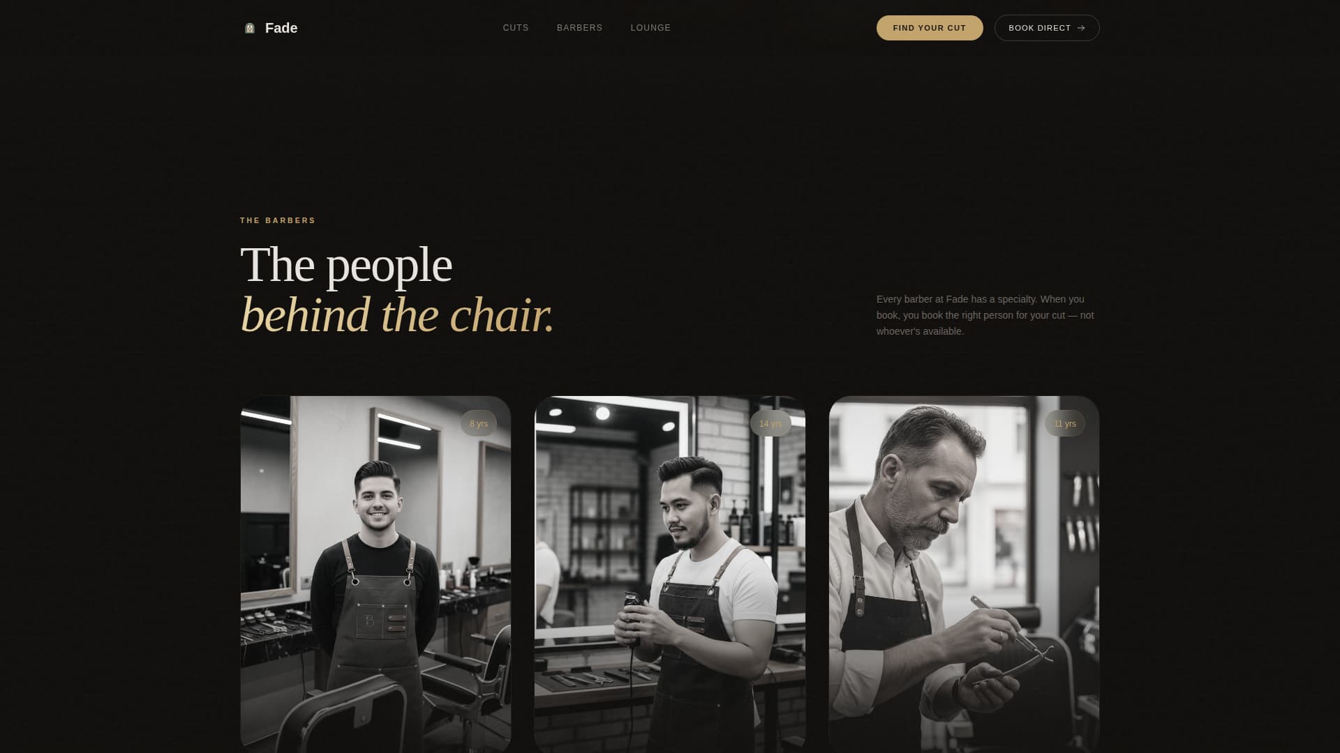 Premium Barber Lounge Experience Website Template