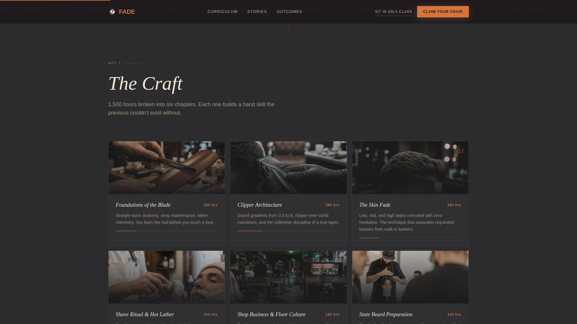 Fade - Immersive Barbering Landing Page Template