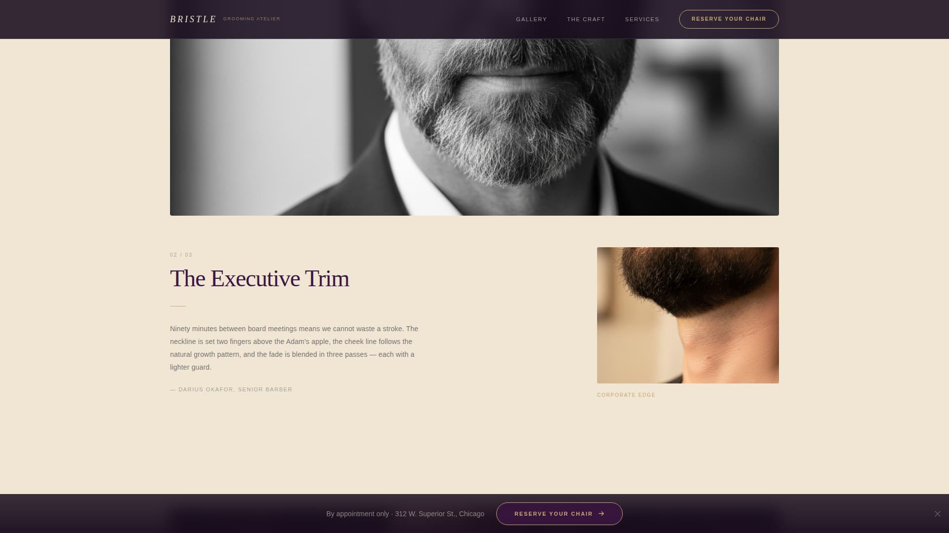 Beard Specialist & High-End Barbershop Gallery Website Template