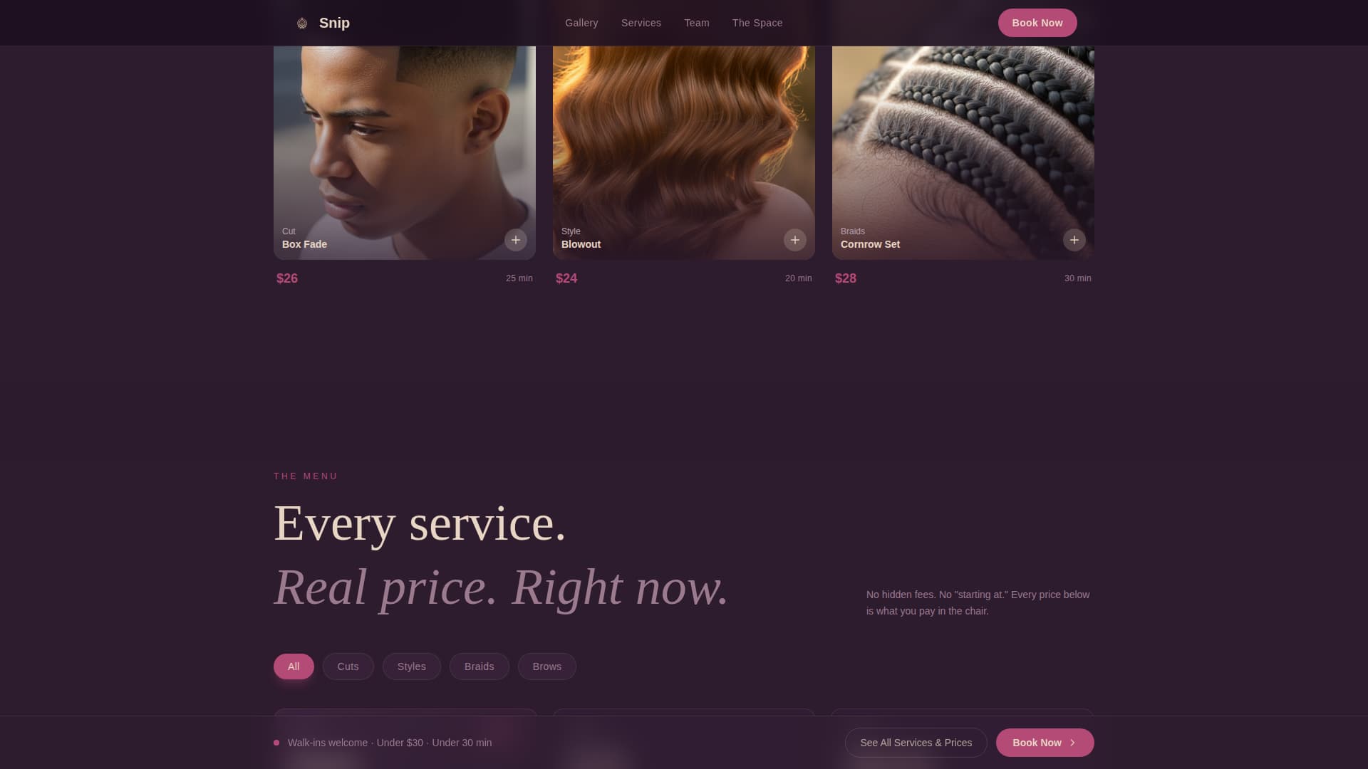 Salon & Hair Studio Booking Website Template