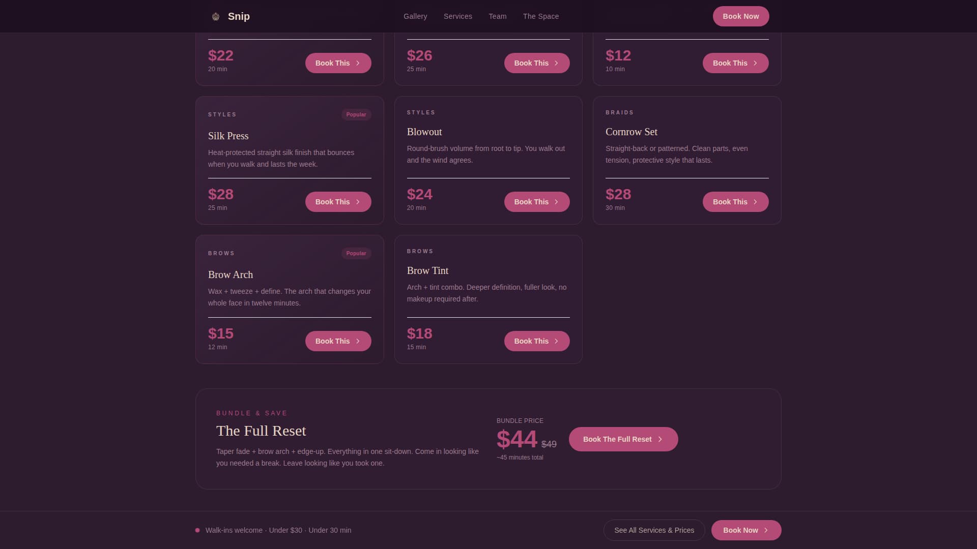 Salon & Hair Studio Booking Website Template