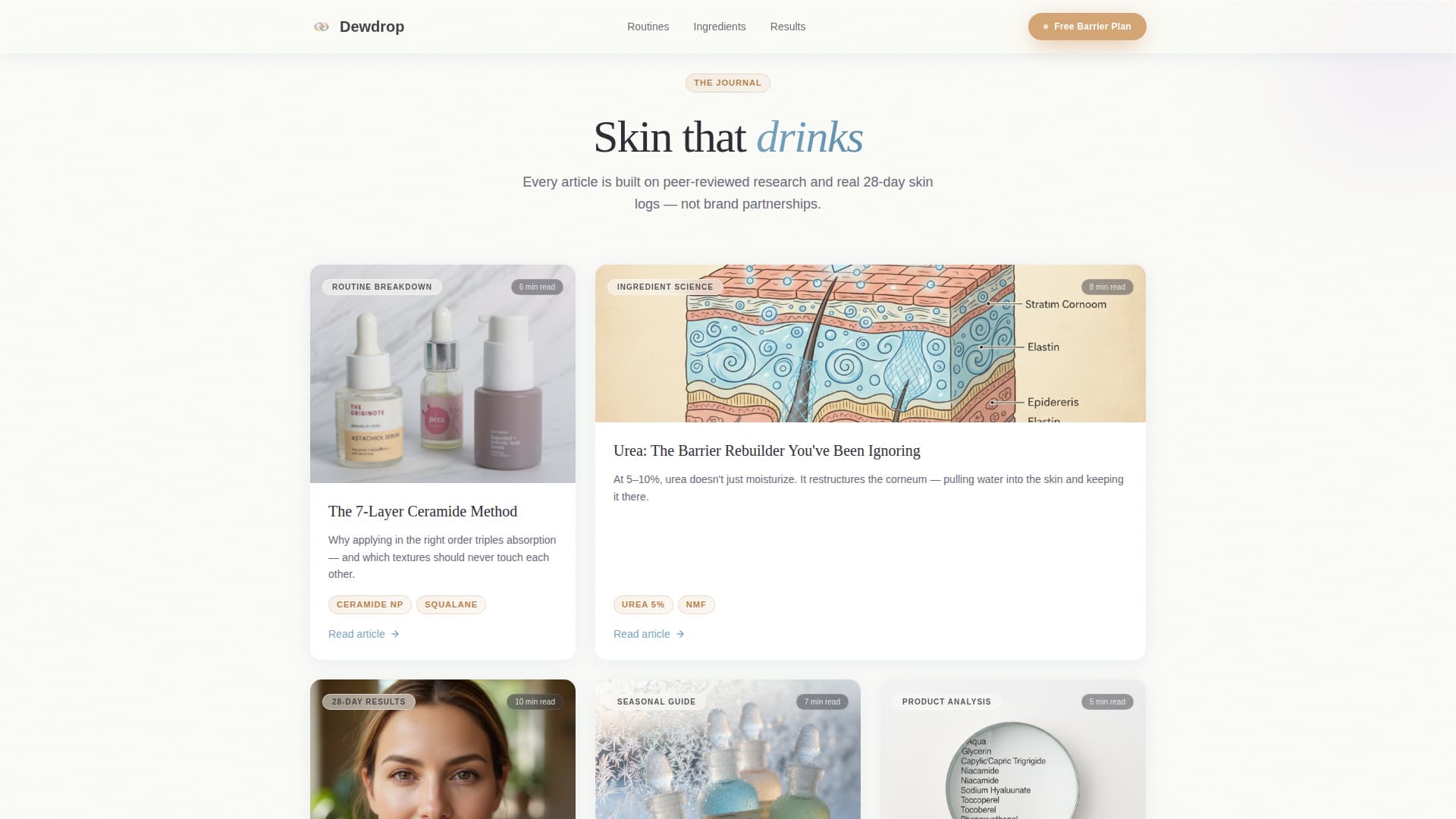 Dewdrop - Soothing Skincare Landing Page Template