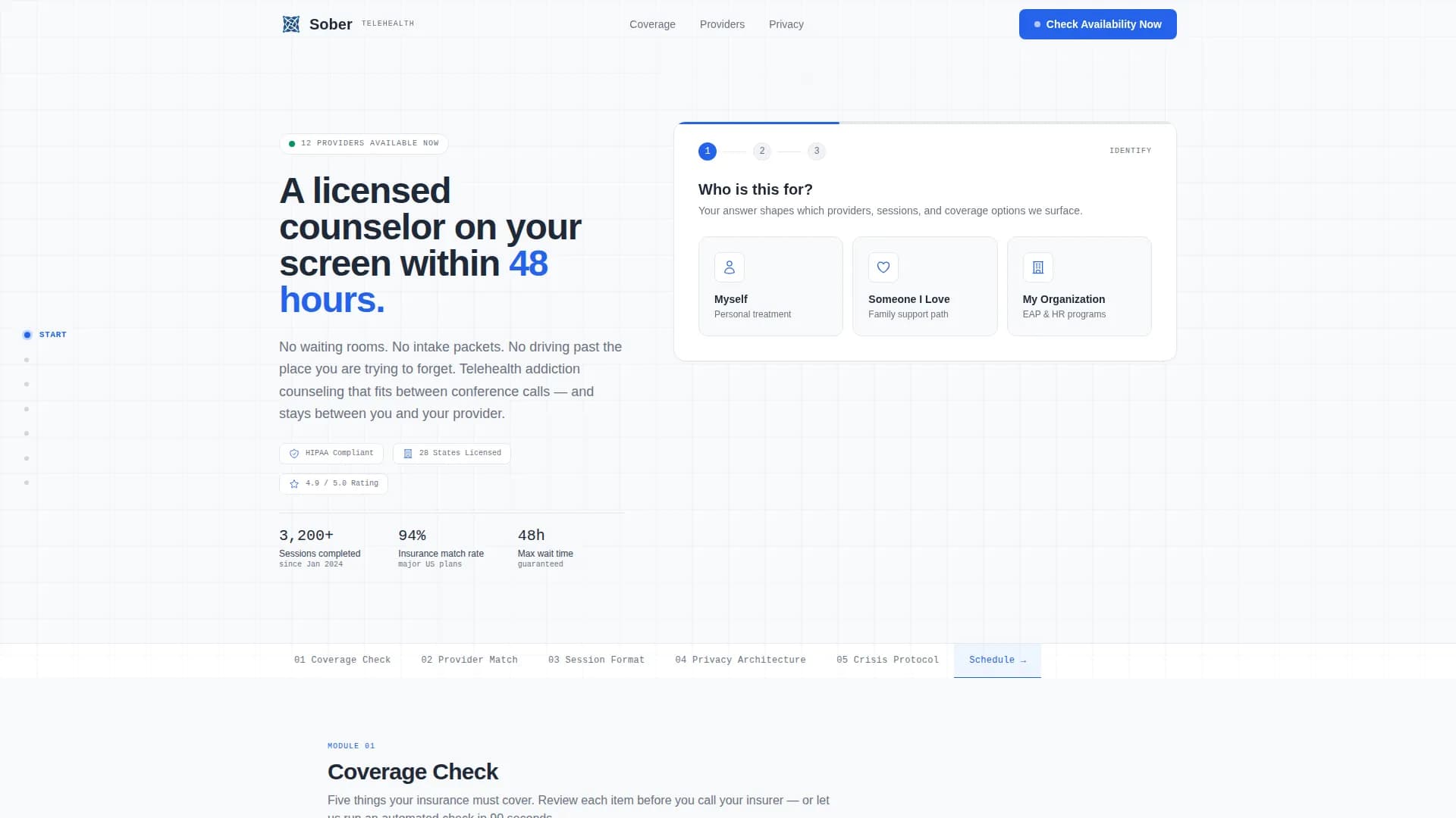 Sober - Telehealth Services Landing page Template