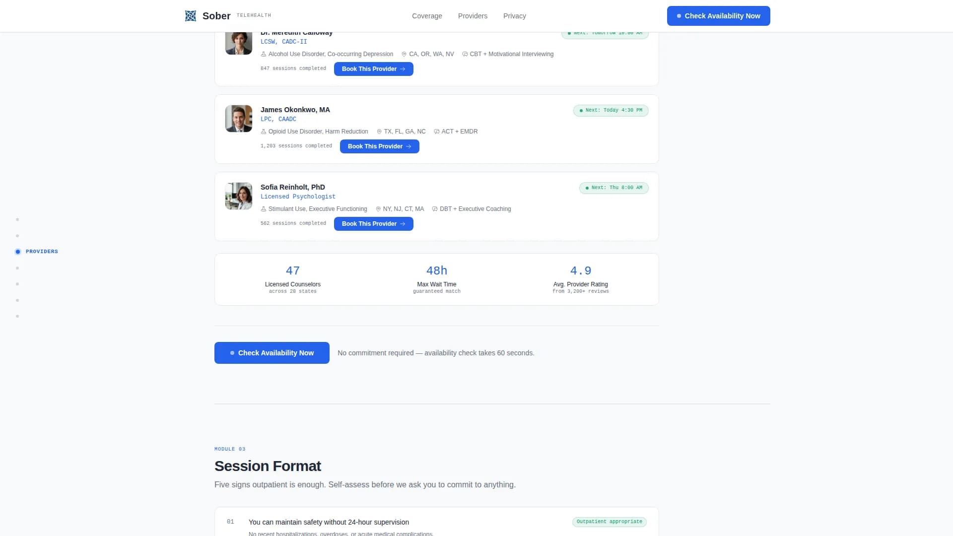Sober - Telehealth Services Landing page Template