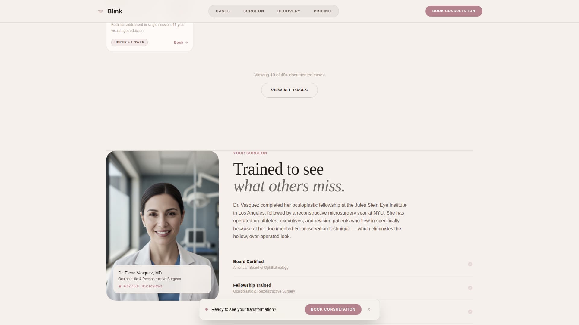 Cosmetic Surgery & Aesthetic Clinic Pricing Website Template