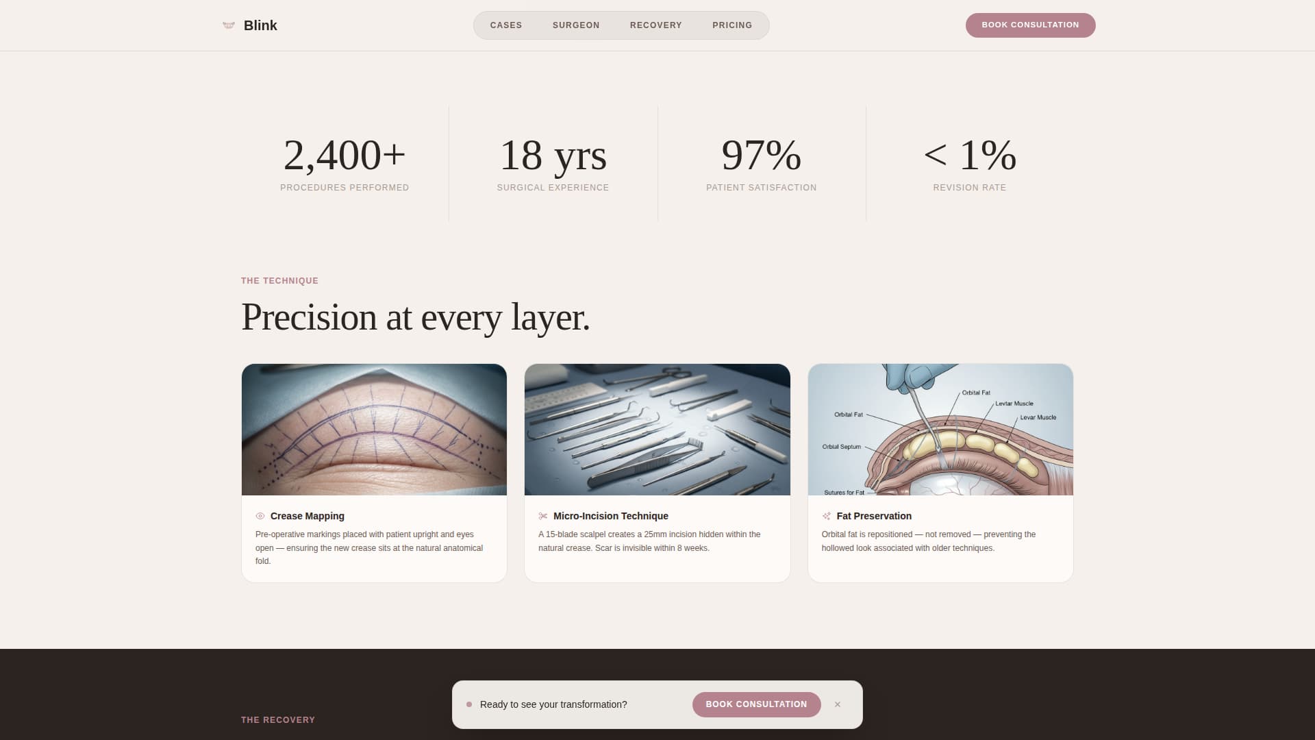 Cosmetic Surgery & Aesthetic Clinic Pricing Website Template