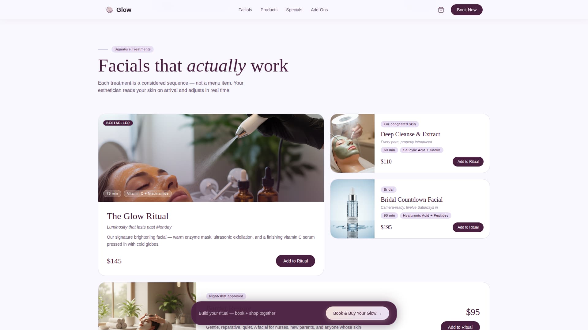 Glow — Clinical Dermatology Landing Page Template