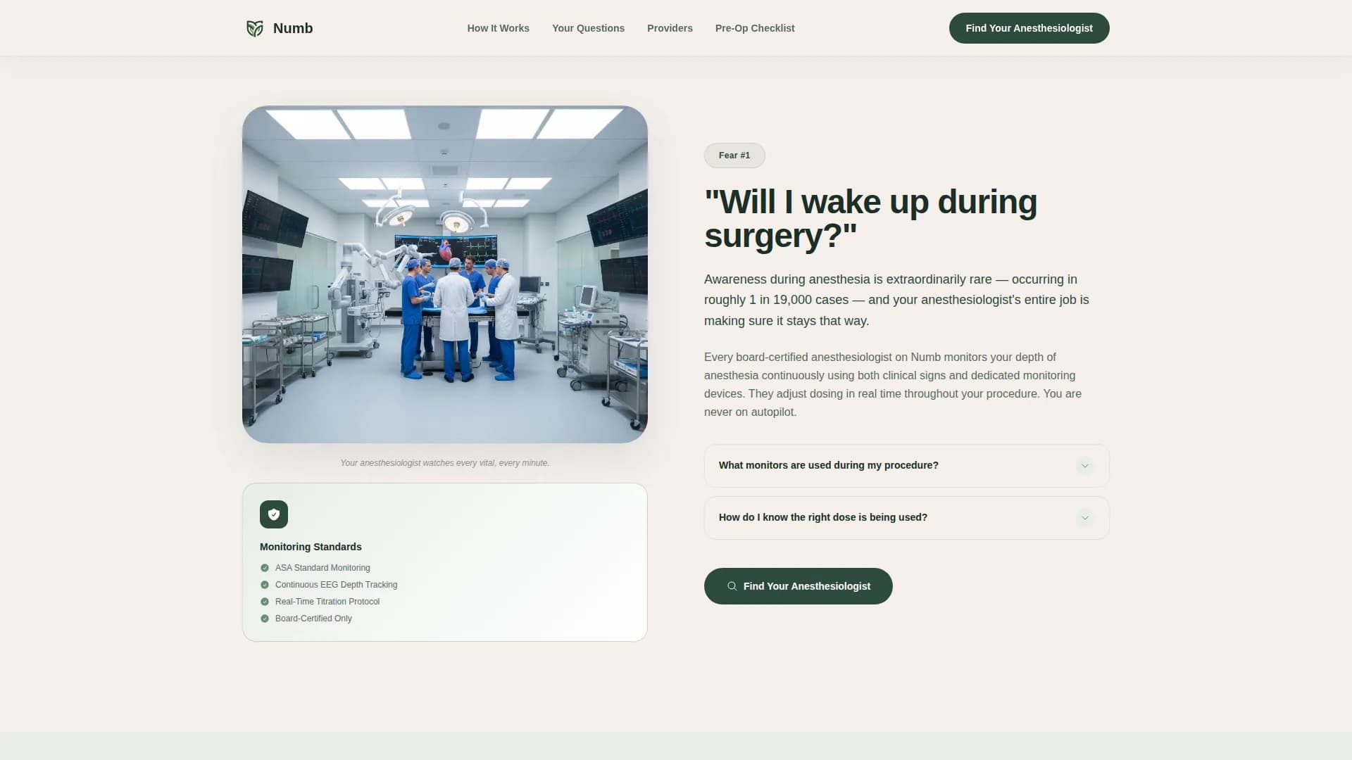 Anesthesiologist FAQ & Common Questions Website Template