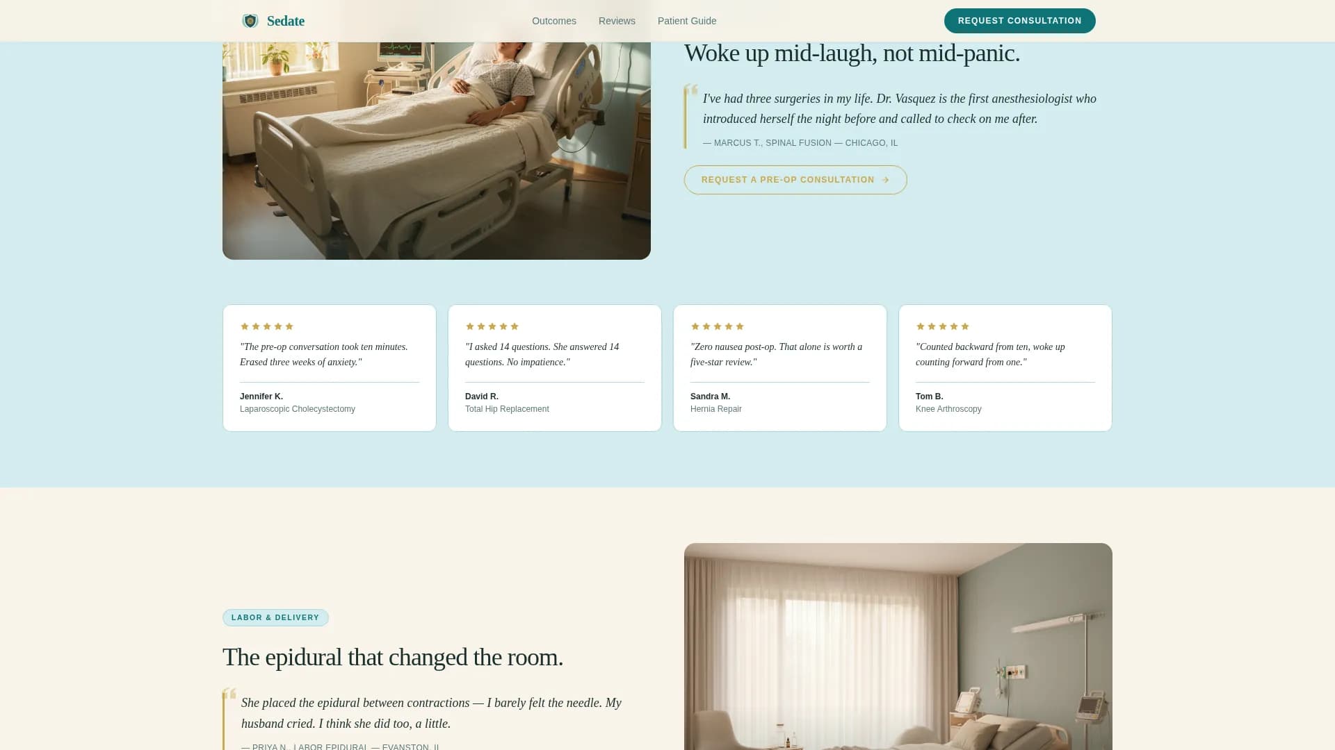 Anesthesiologist Reviews & Social Proof Website Template