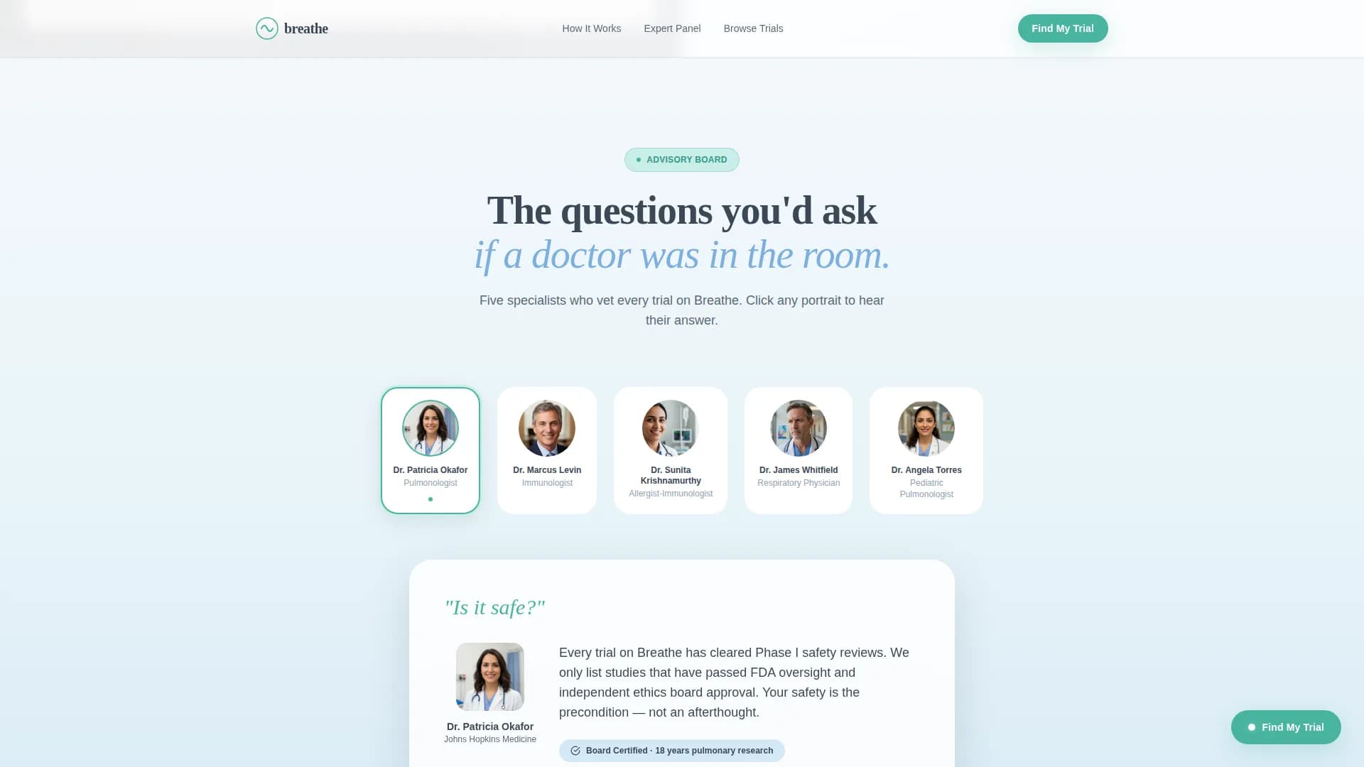 Breathe - Clinical Trials Landing Page Template