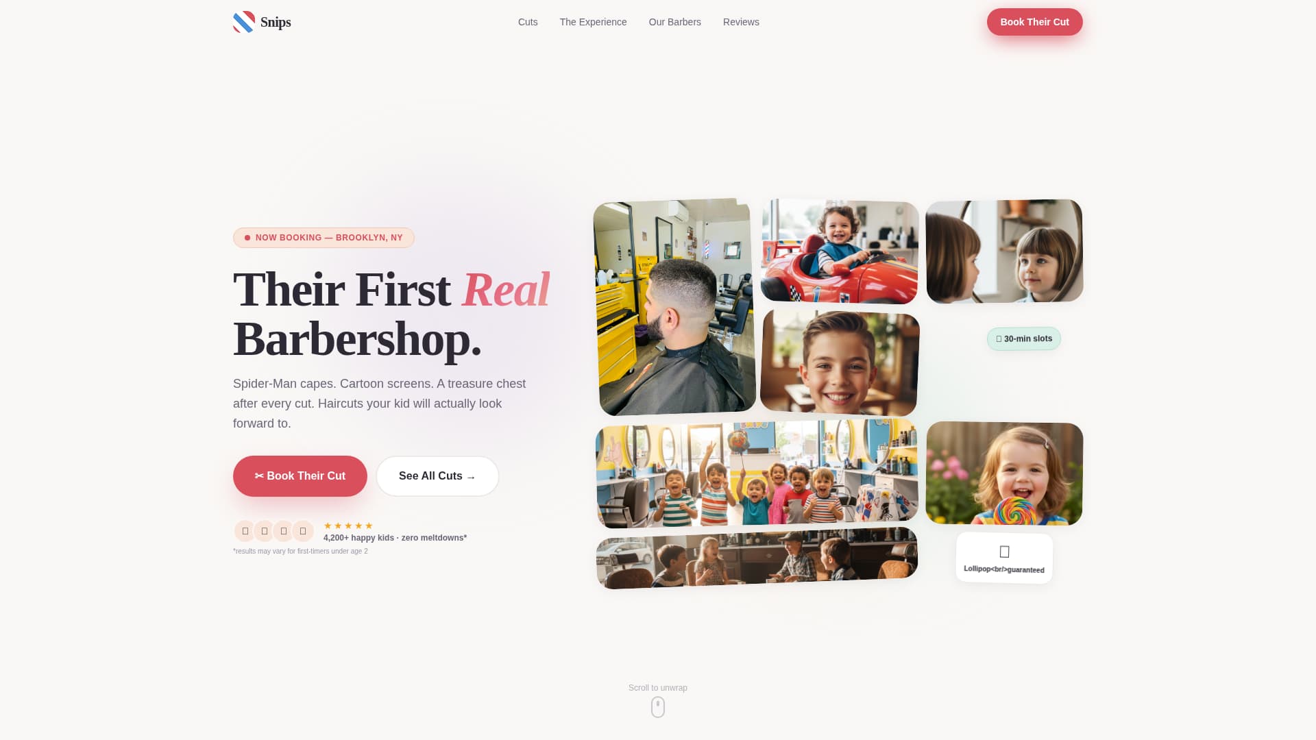 Neighborhood Kids Barber Parent Loyalty Website Template