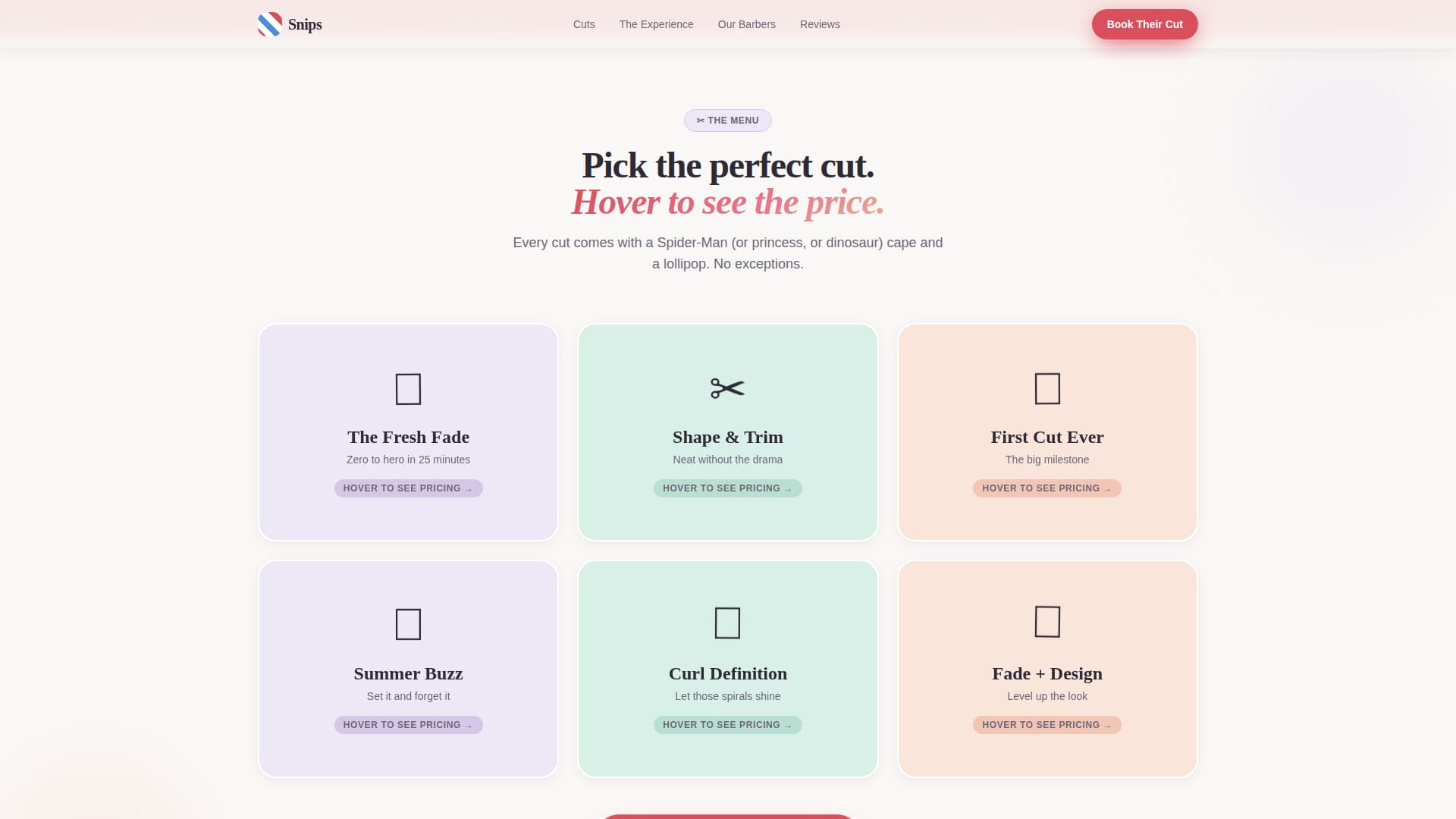 Neighborhood Kids Barber Parent Loyalty Website Template