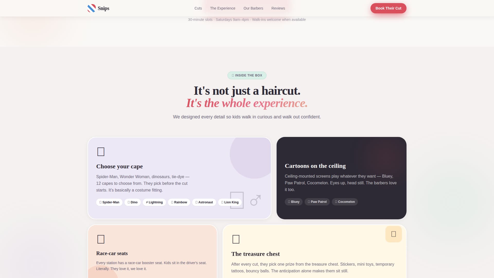 Neighborhood Kids Barber Parent Loyalty Website Template