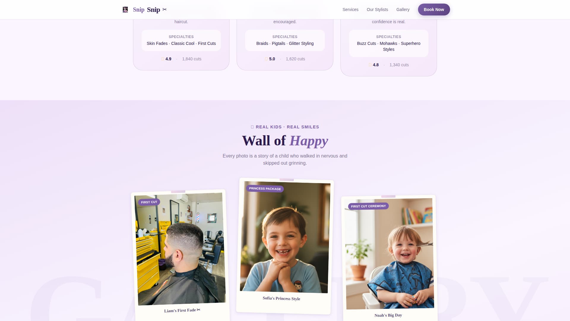 Kids Barbershop Booking Website Template for Parents