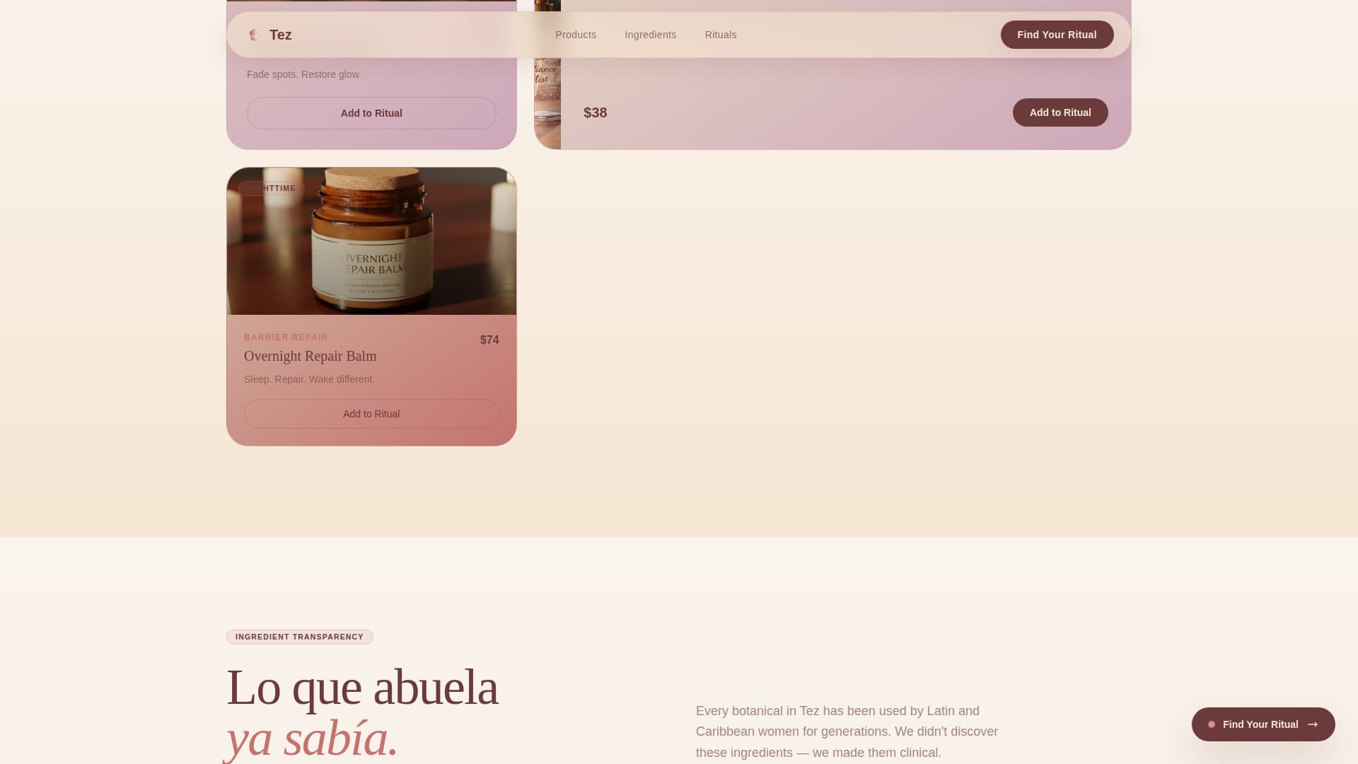 Tez - Radiant Skincare Landing Page Template