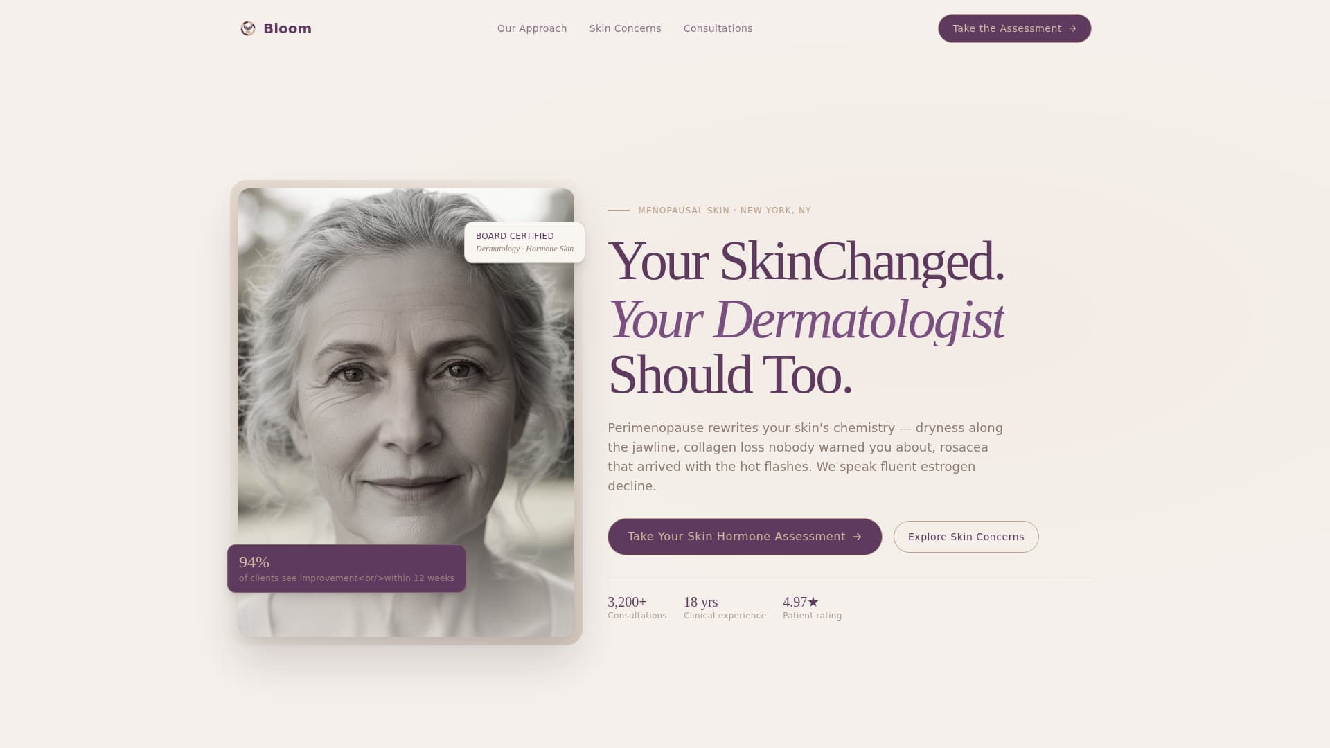 Bloom - Elegant Dermatologist Landing Page Template