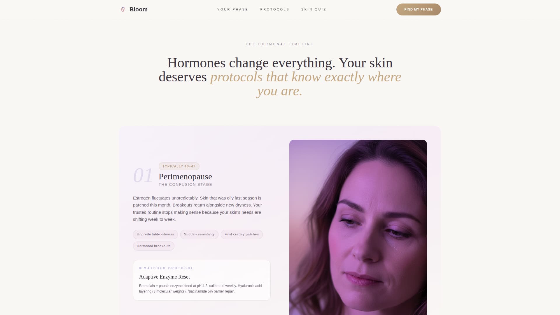 Bloom - Restorative Menopausalskin Landing Page Template