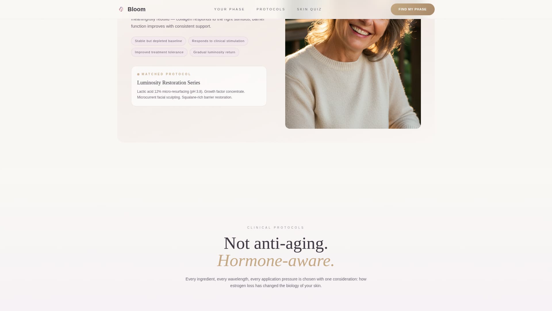 Bloom - Restorative Menopausalskin Landing Page Template