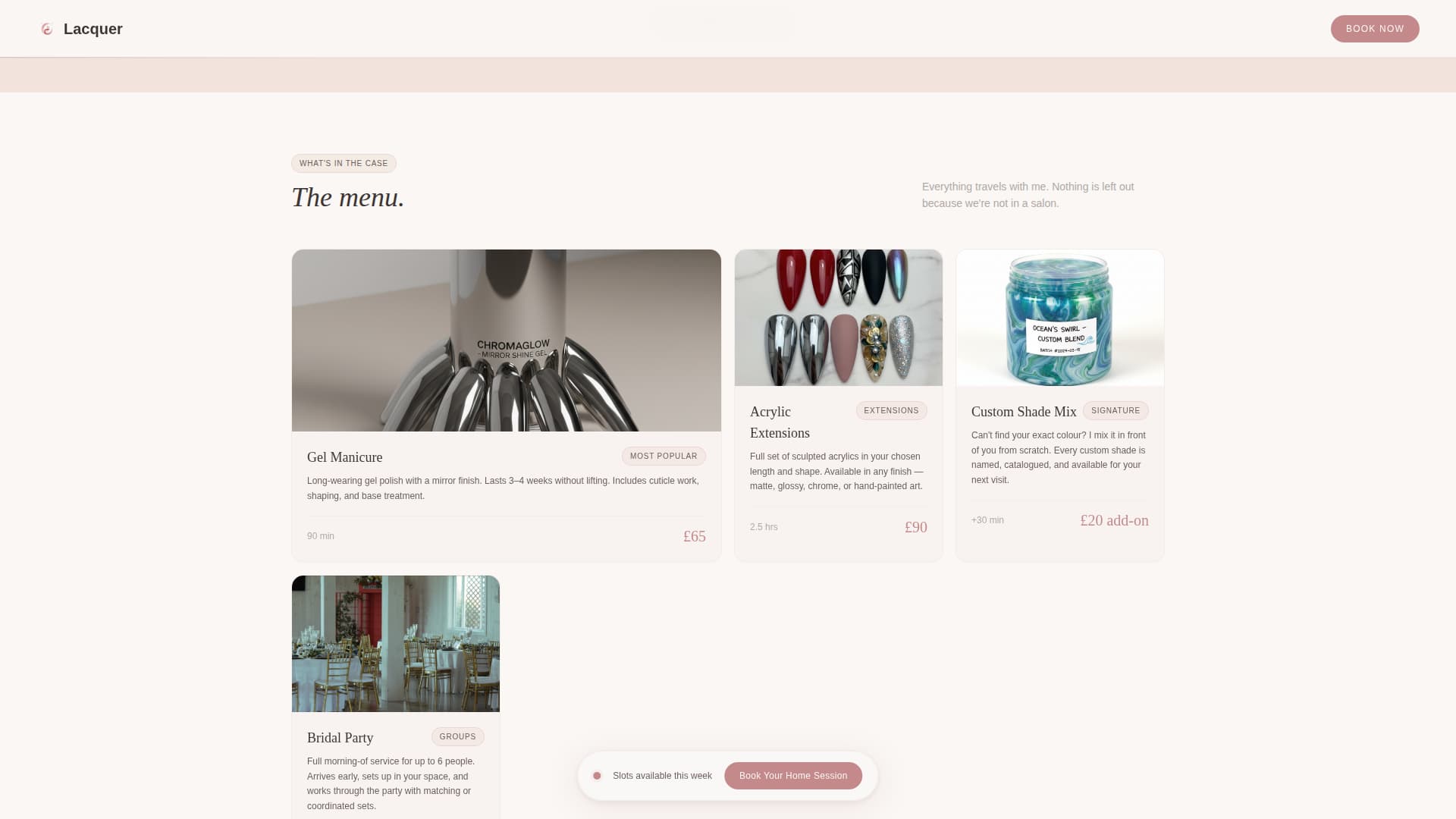 Nail & Lash Studio Booking Website Template