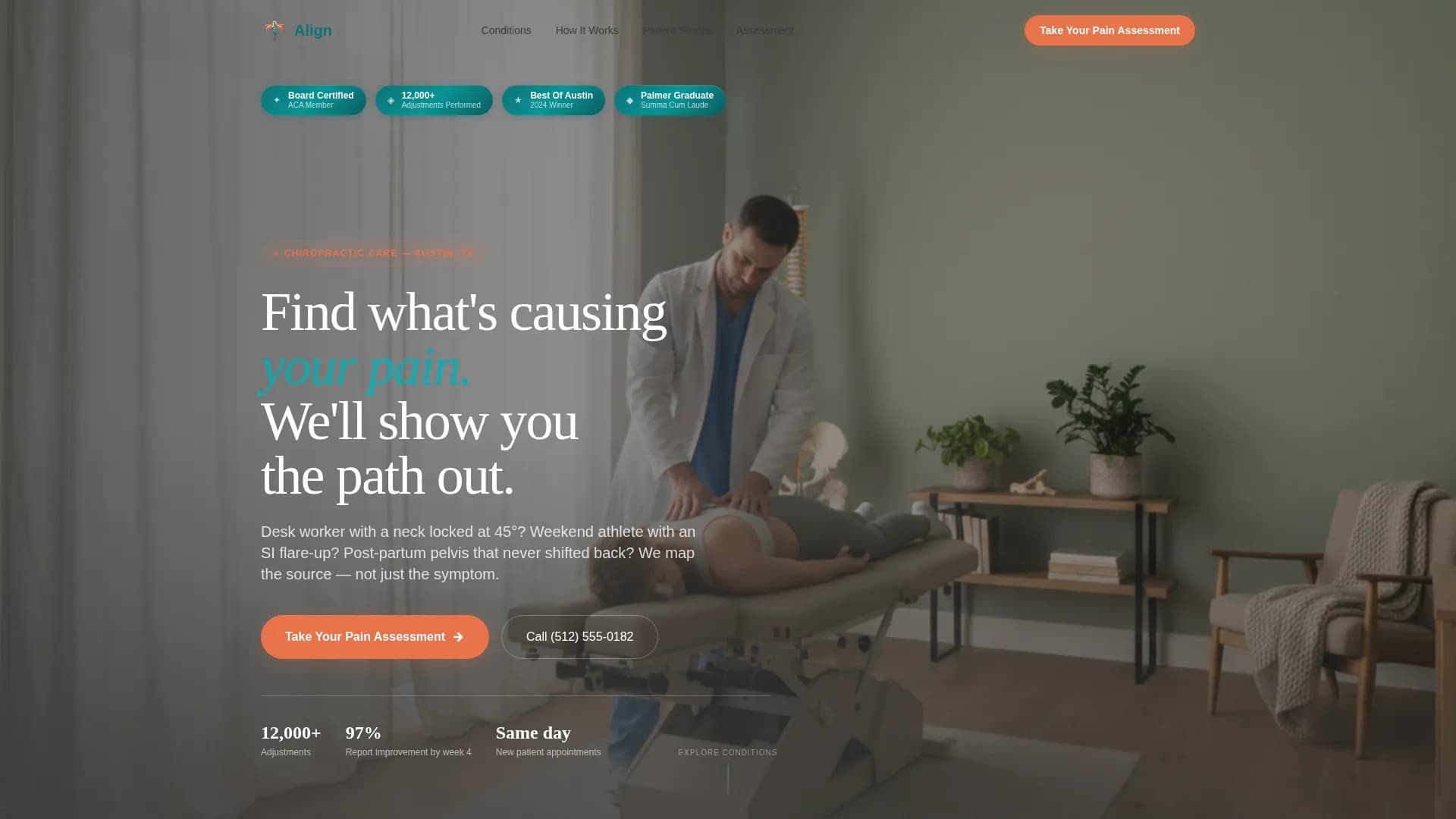 Condition-Specific Chiropractic Care Website Template