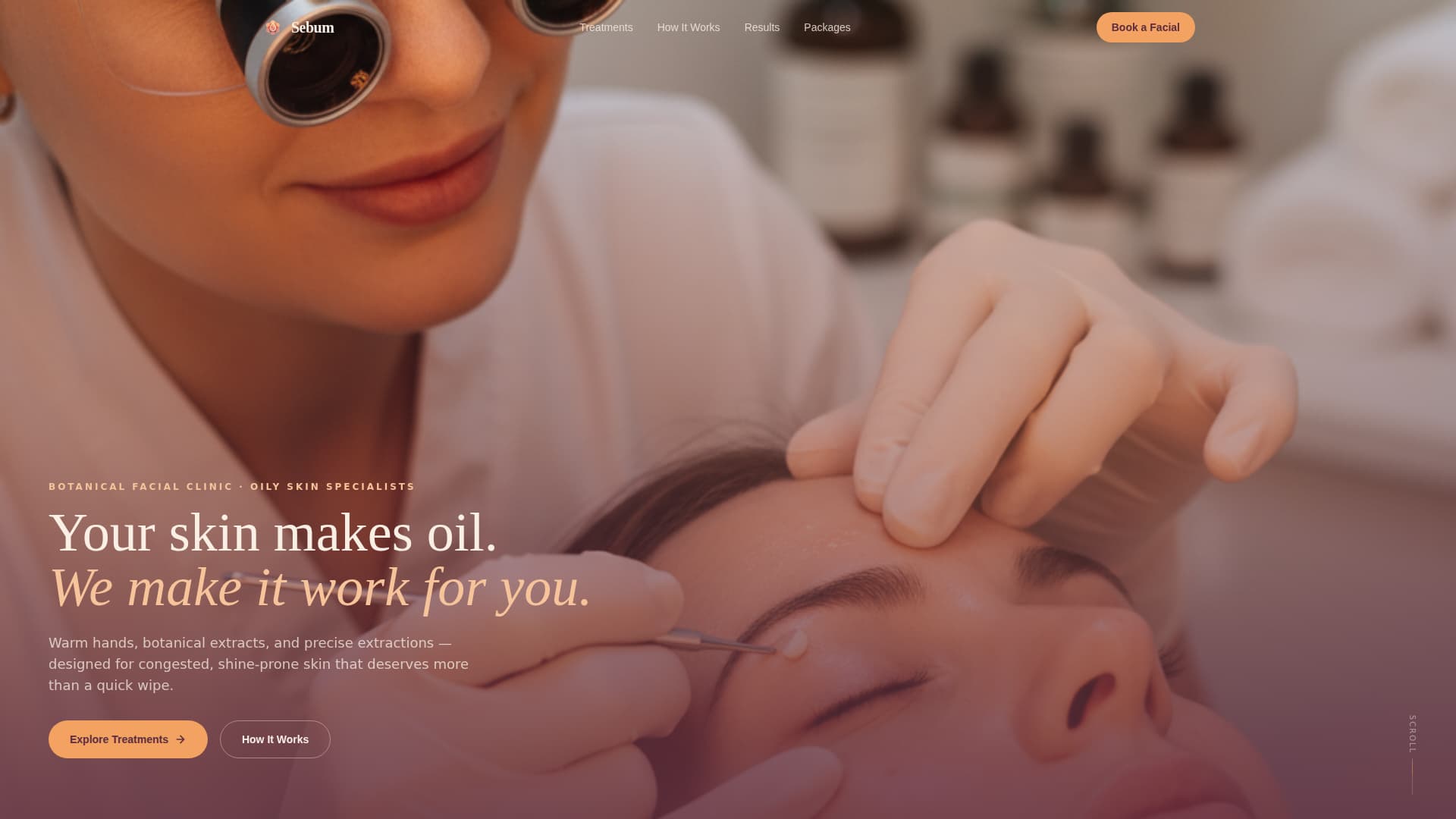 Oily Skin Beauty Specialist Booking Website Template