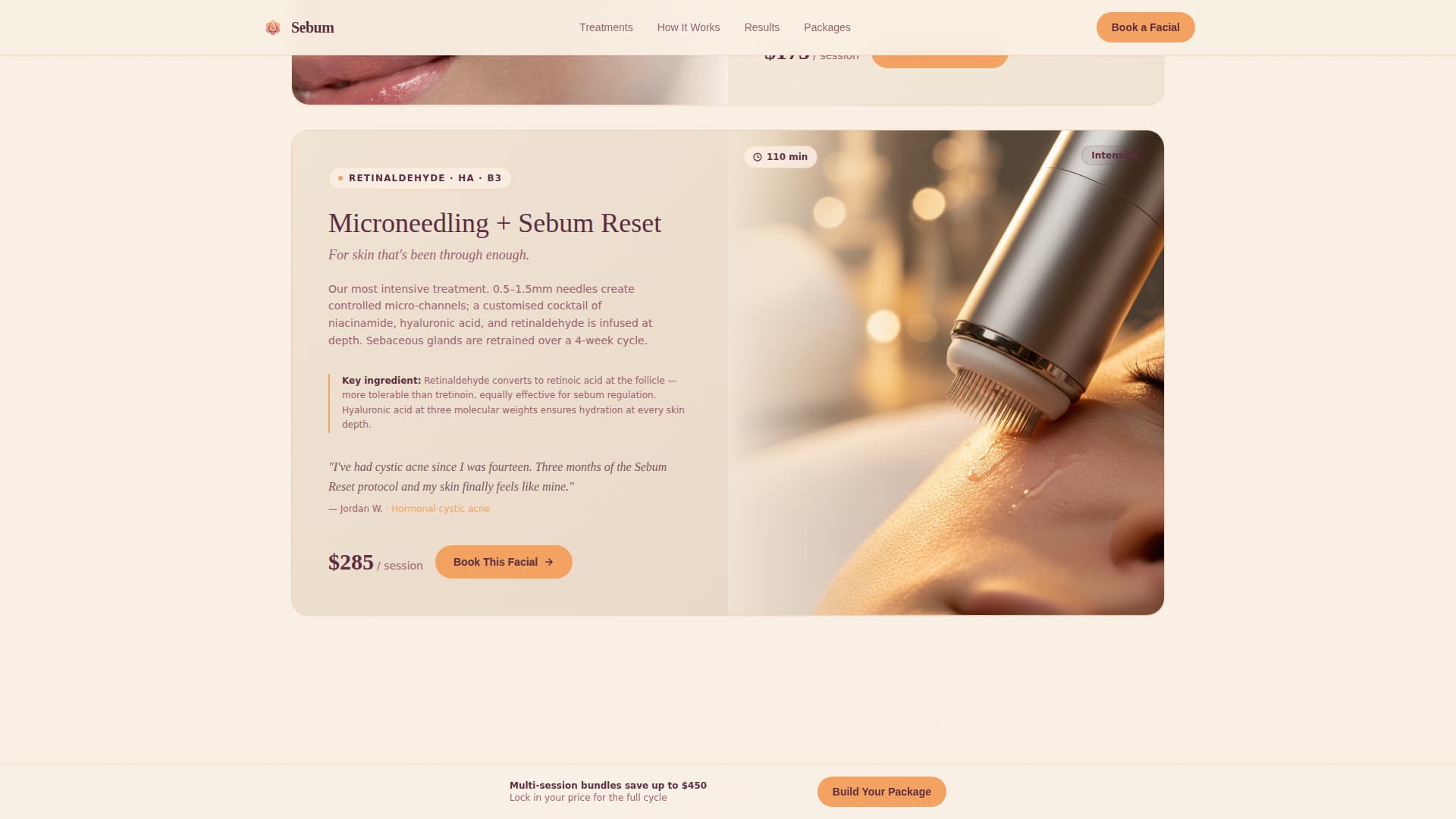Oily Skin Beauty Specialist Booking Website Template