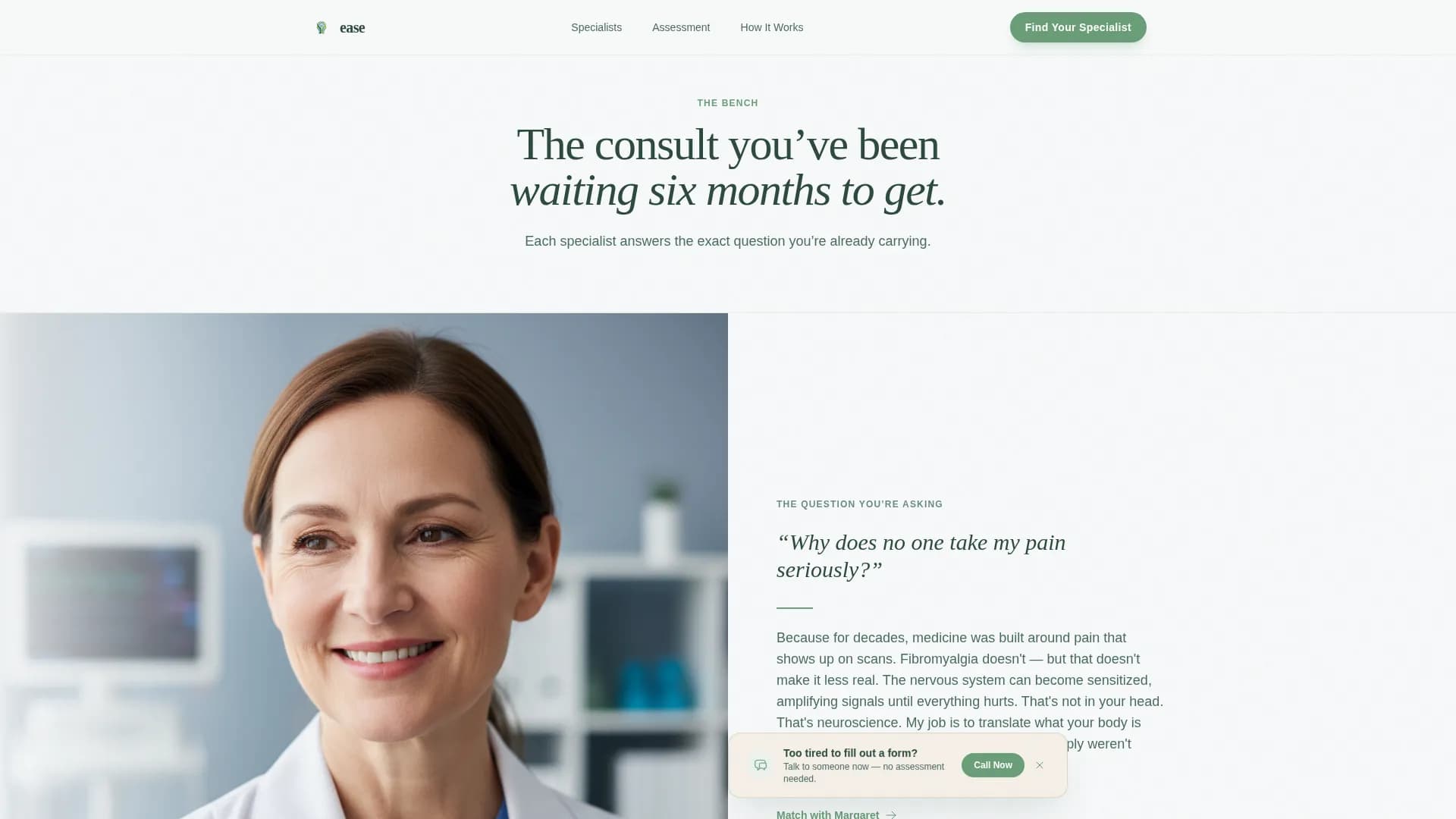 Ease - Telehealth Services Landing page Template
