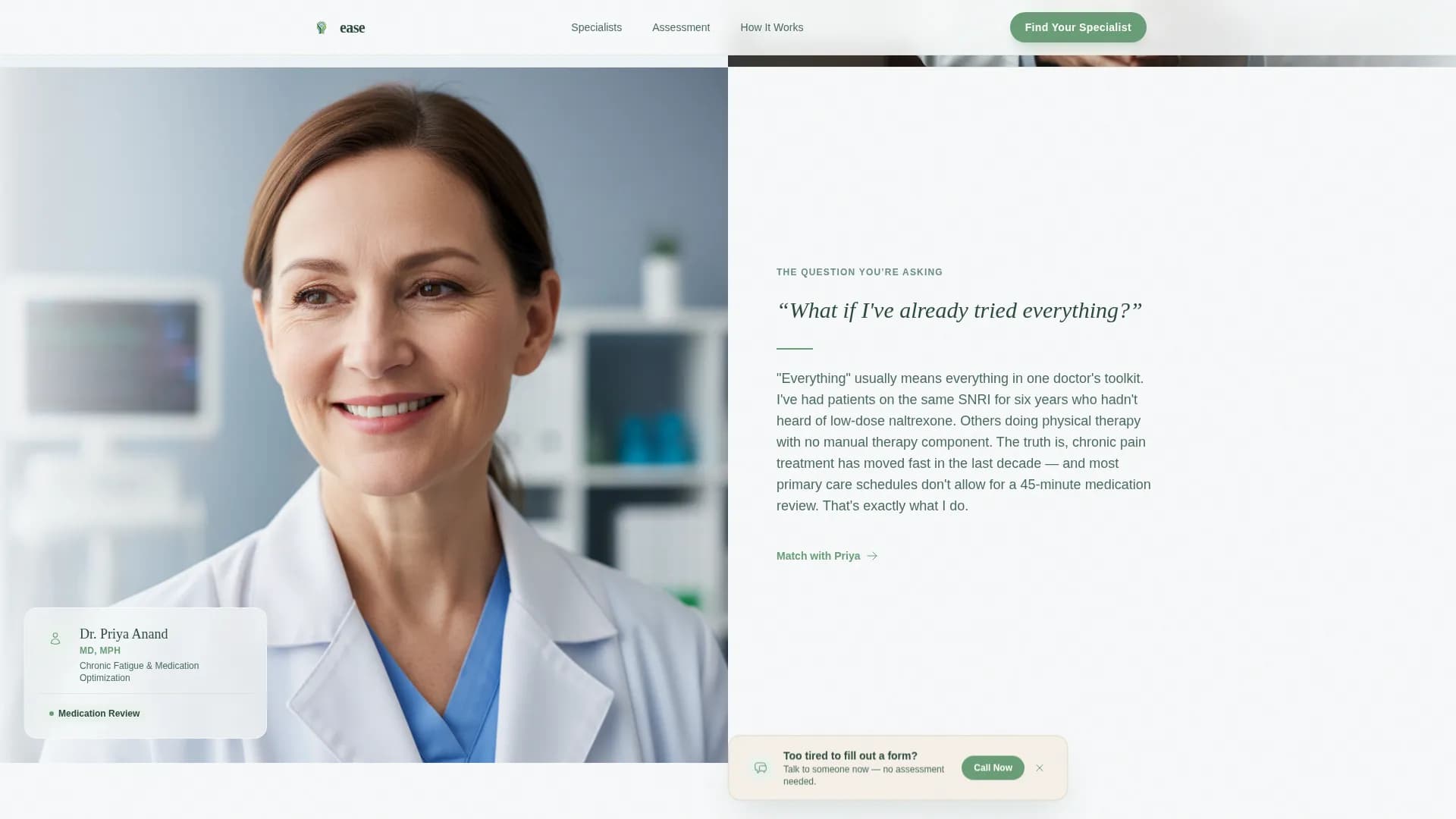 Ease - Telehealth Services Landing page Template