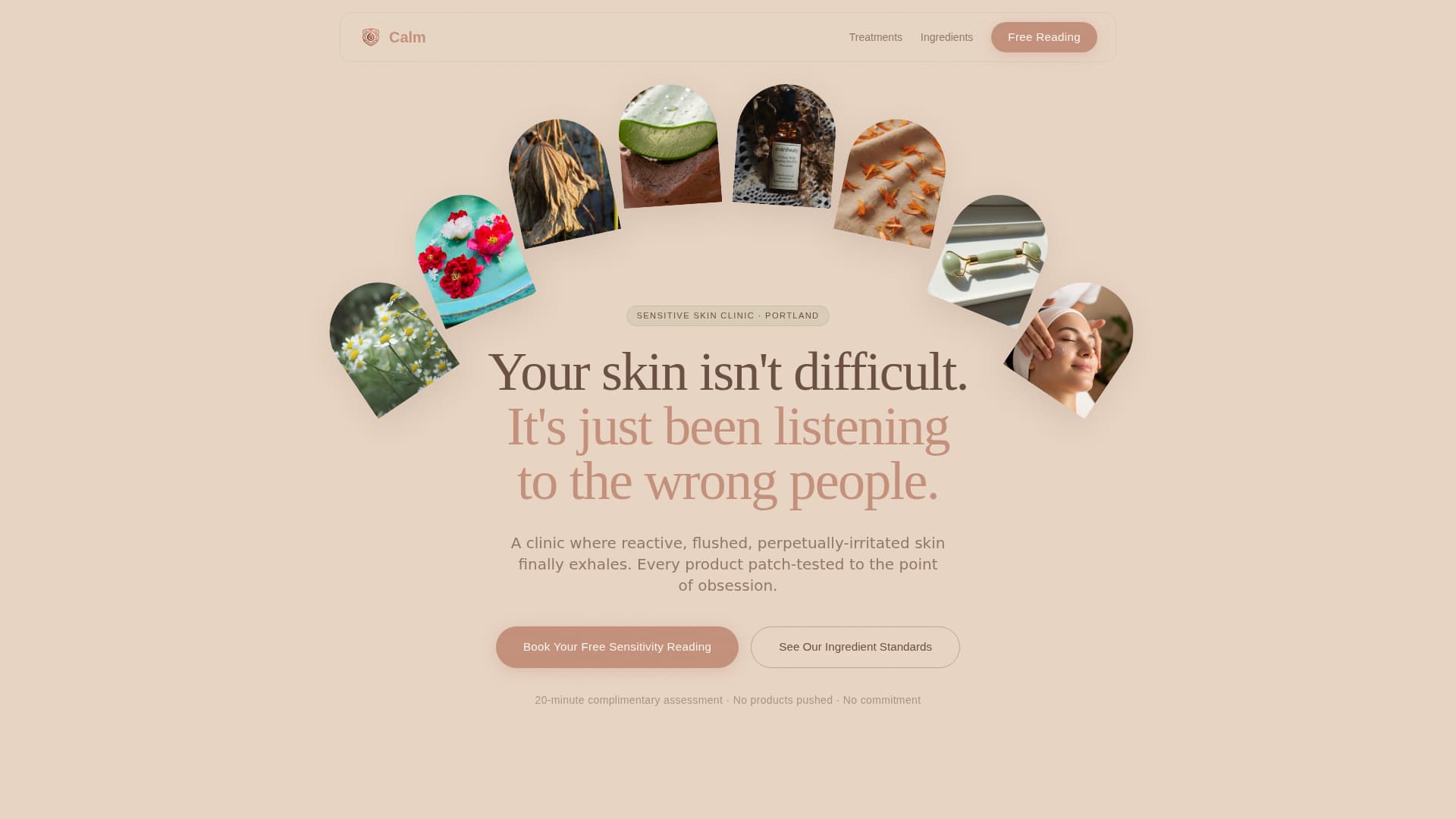 Sensitive Skin Beauty Specialist Booking Website Template