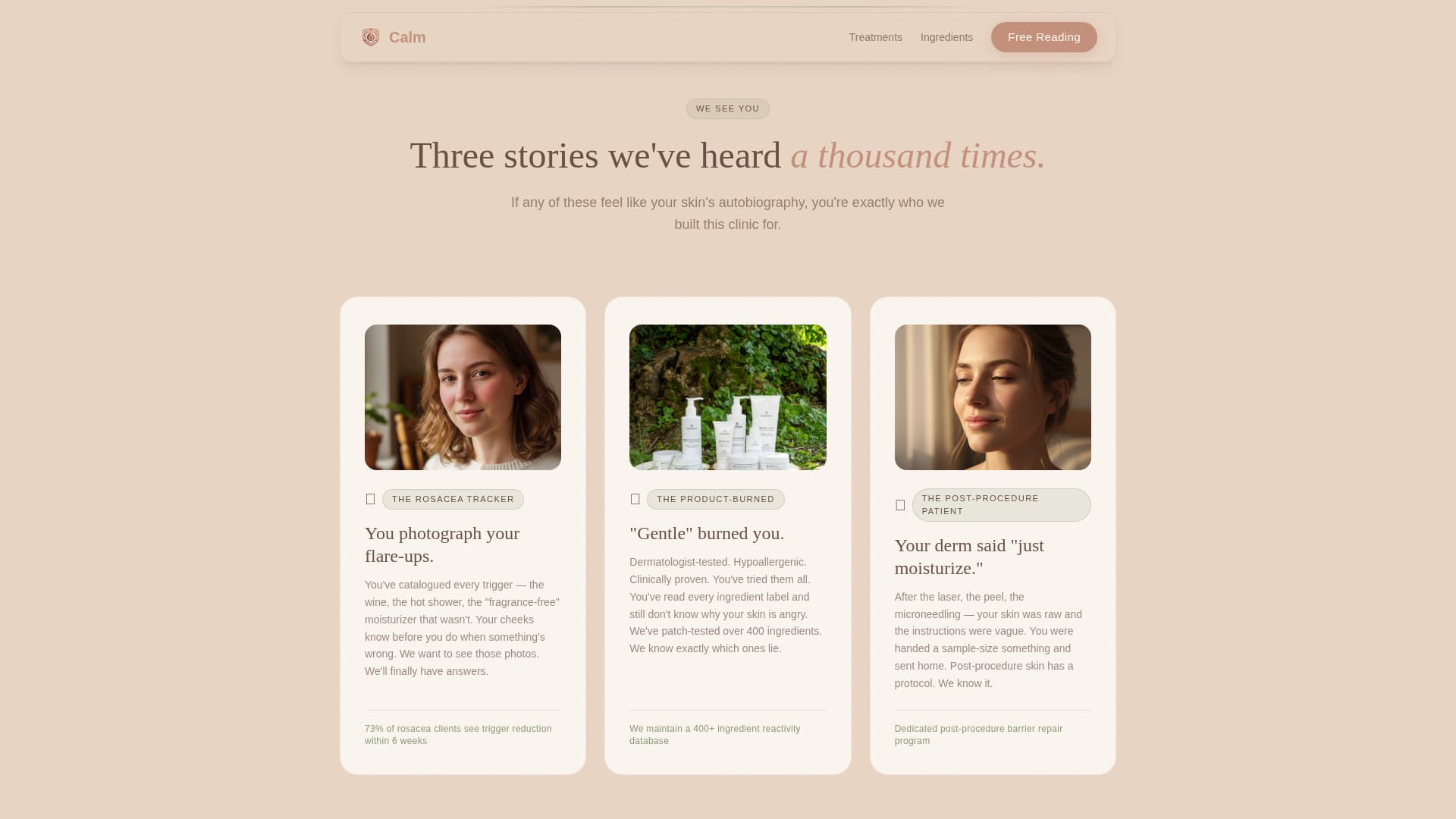 Sensitive Skin Beauty Specialist Booking Website Template
