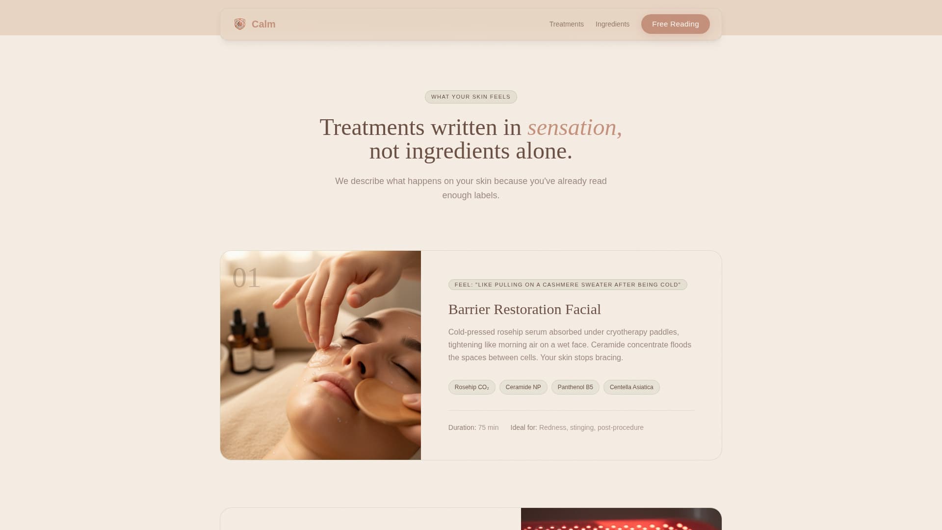 Sensitive Skin Beauty Specialist Booking Website Template