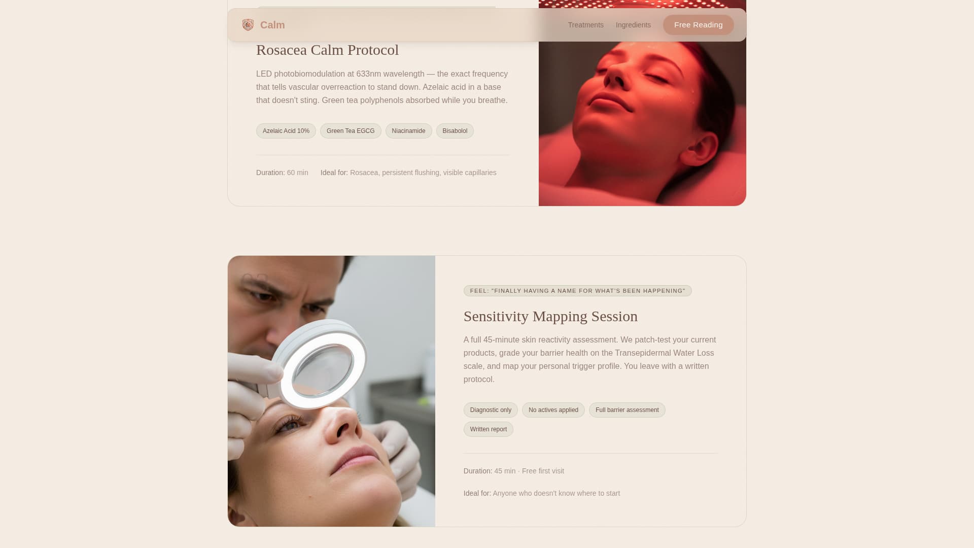 Sensitive Skin Beauty Specialist Booking Website Template