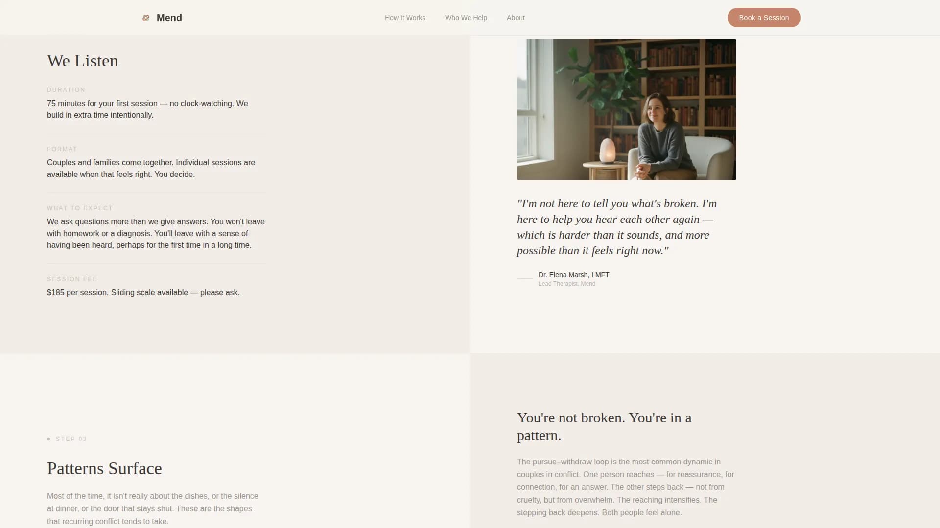 Mend - Couples Therapy Landing page Template