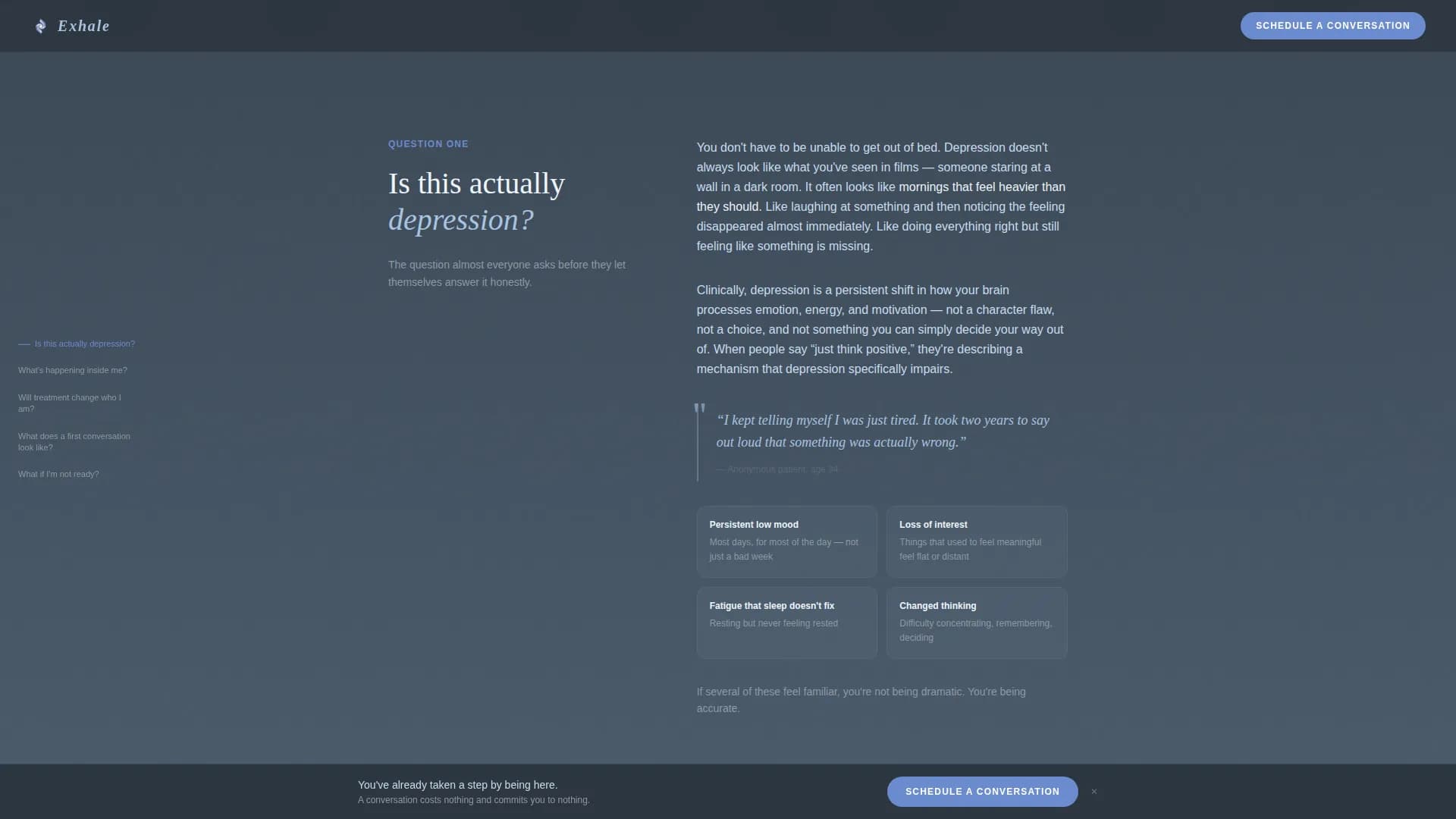 Exhale - Patient Education Landing page Template