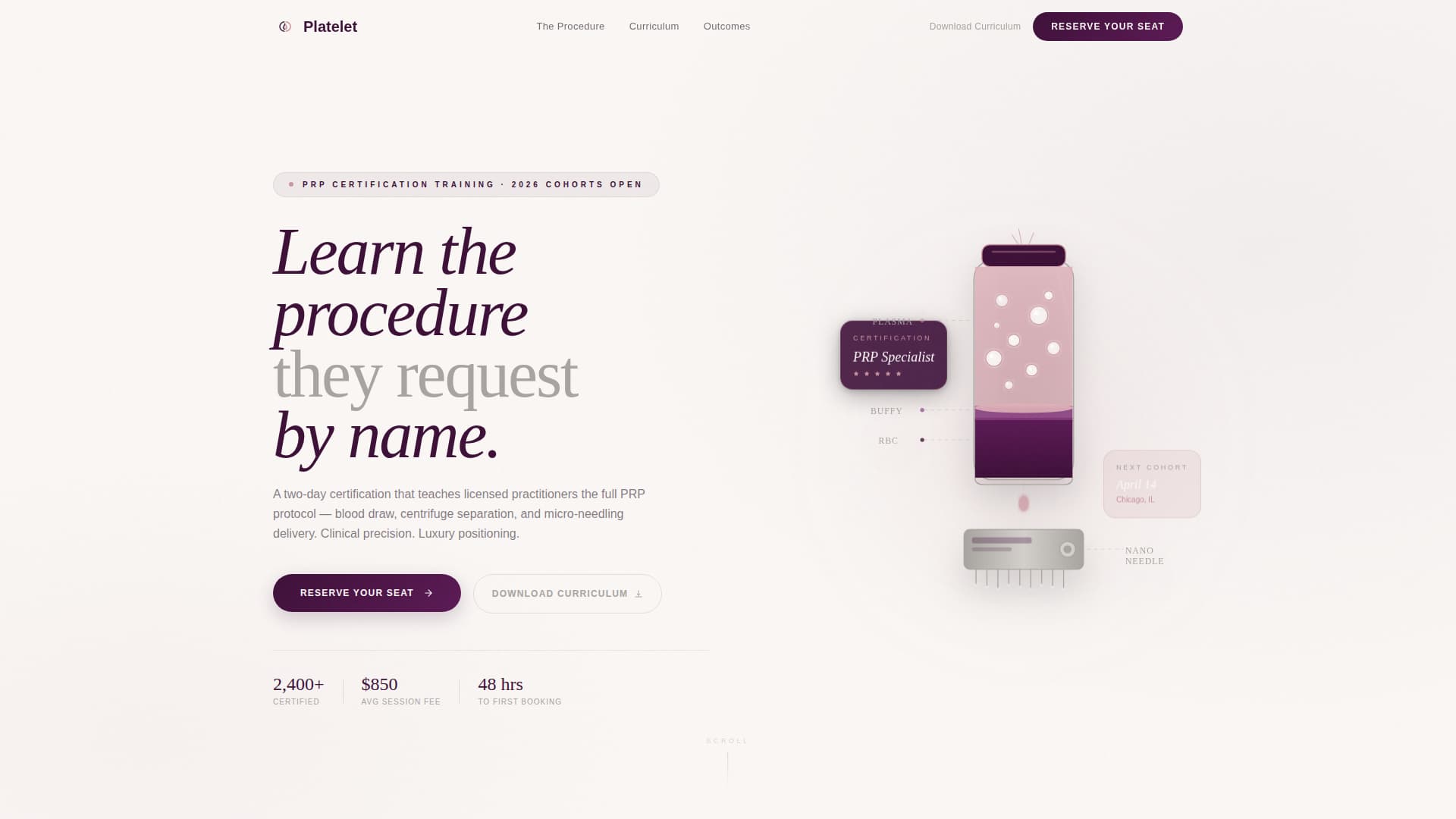 Platelet - Luxe PRP Landing Page Template