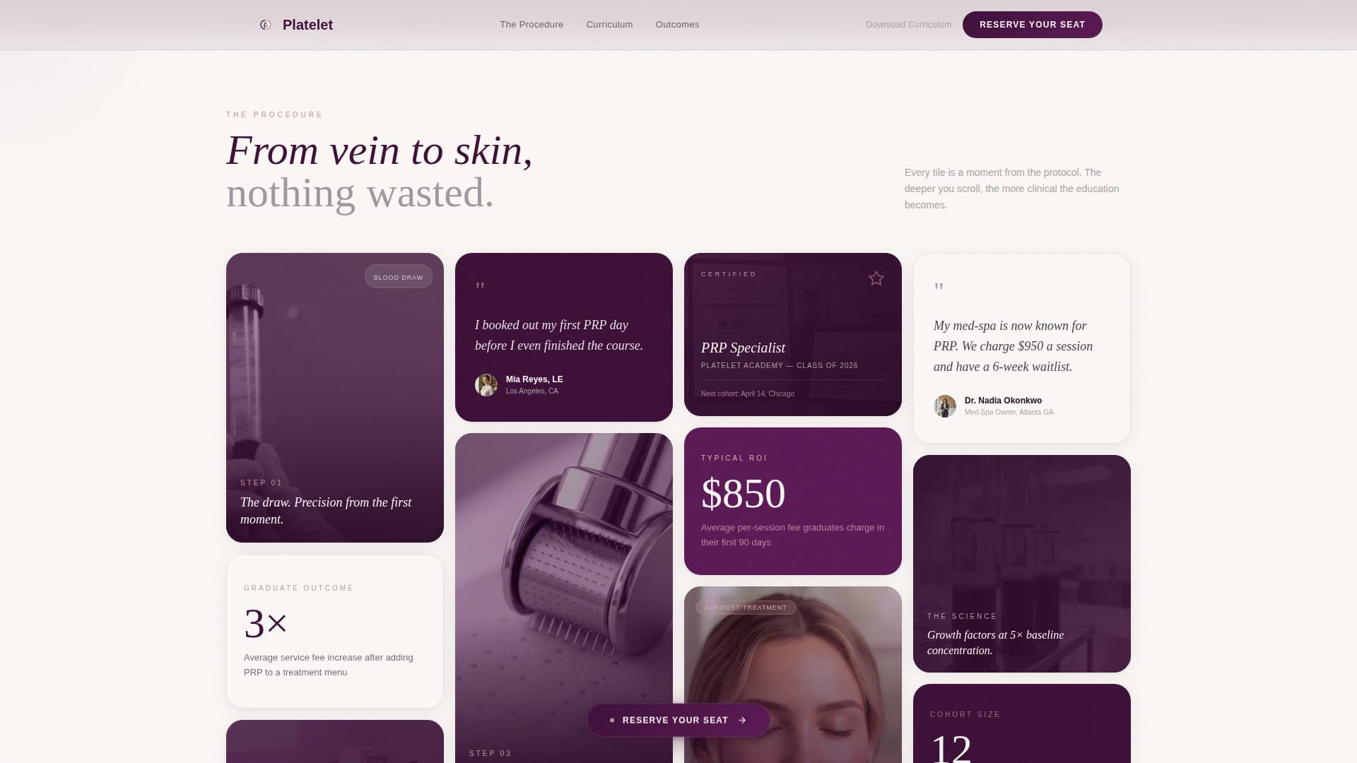 Platelet - Luxe PRP Landing Page Template